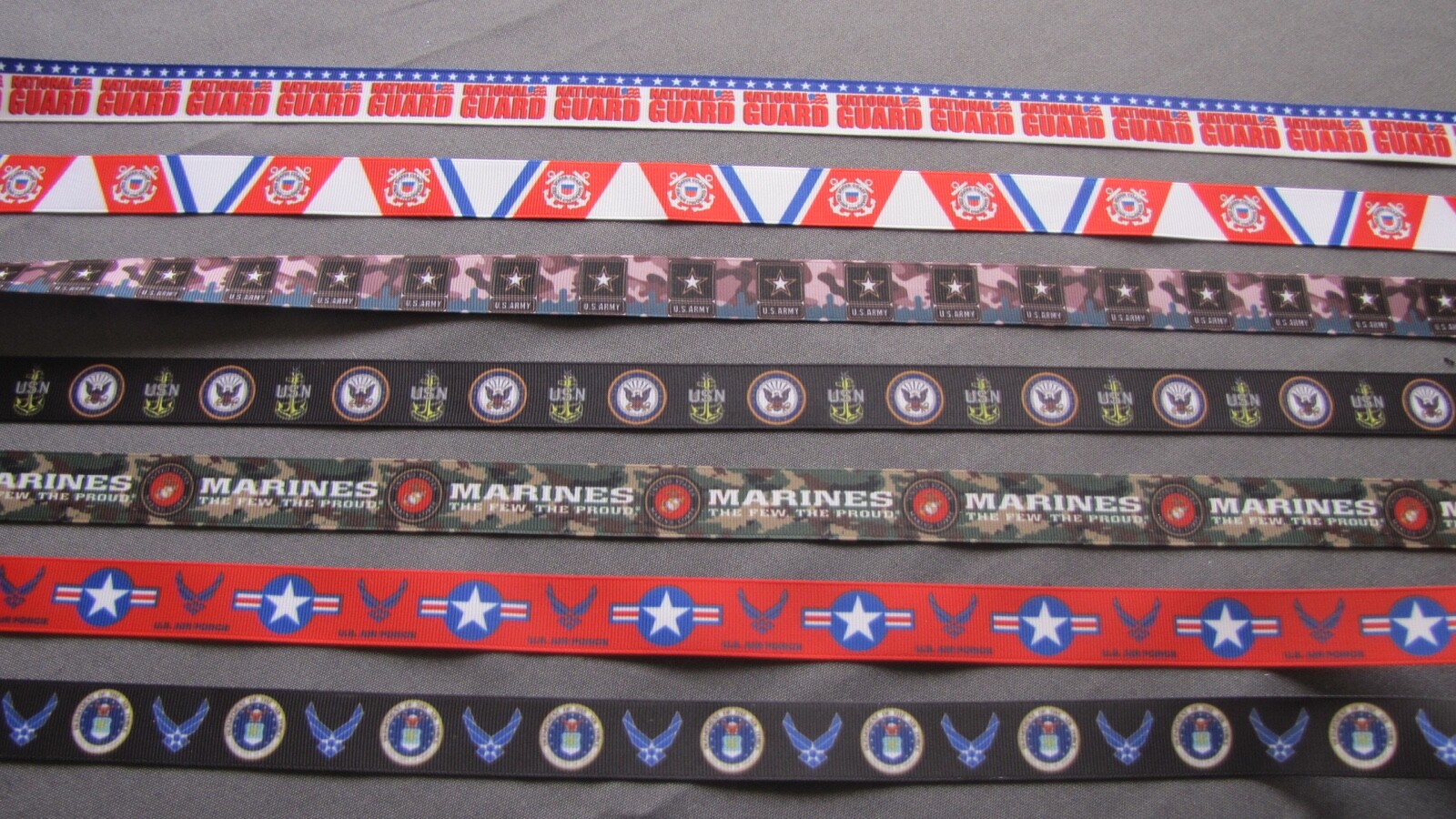 Military Branches Army Air Force Navy Marines Coast Guard 7/8″ Ribbon BTY
