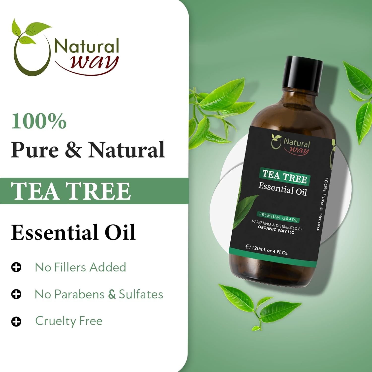 Tea Tree Essential Oil | Premium Grade Essential Massage Oils 4 Fl Oz (120 ml)
