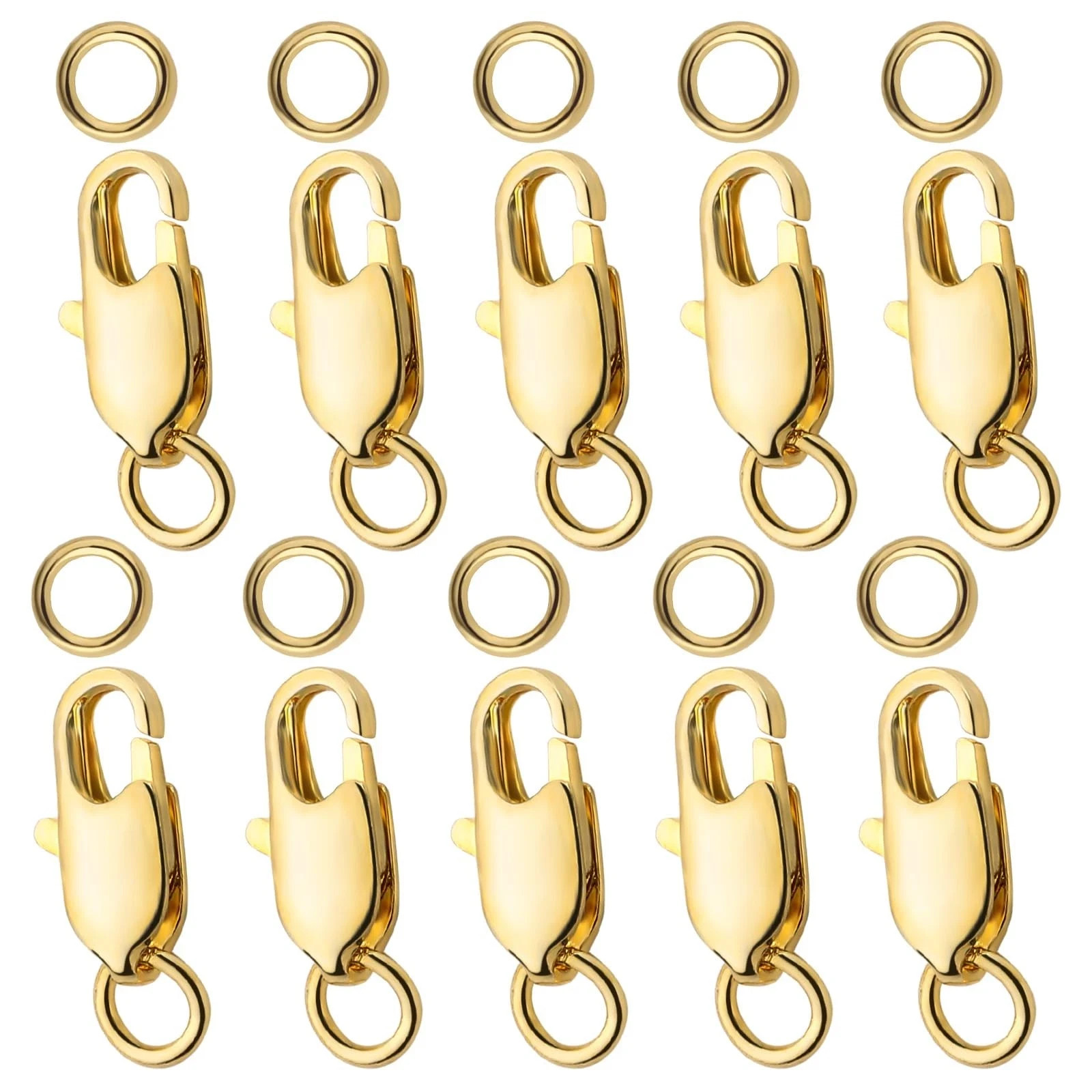10Pcs 18k Gold Lobster Claw Clasp Filled with Closed Jump for Jewelry Making