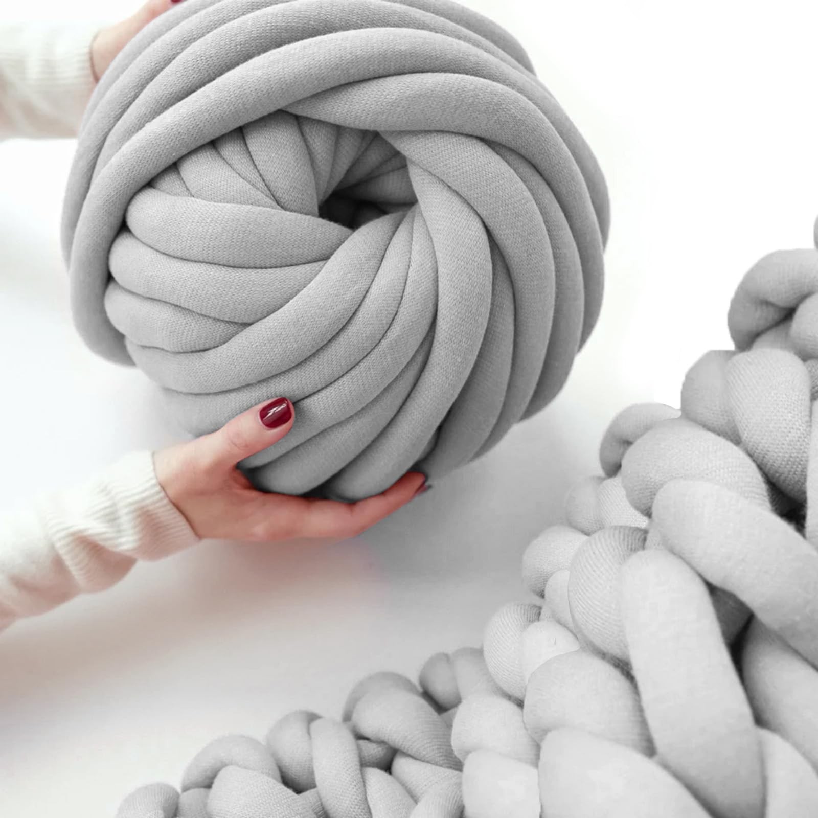 0.55lb Gray Giant Tubular Chunky Yarn for Arm Knitting DIY Crochet Blanket