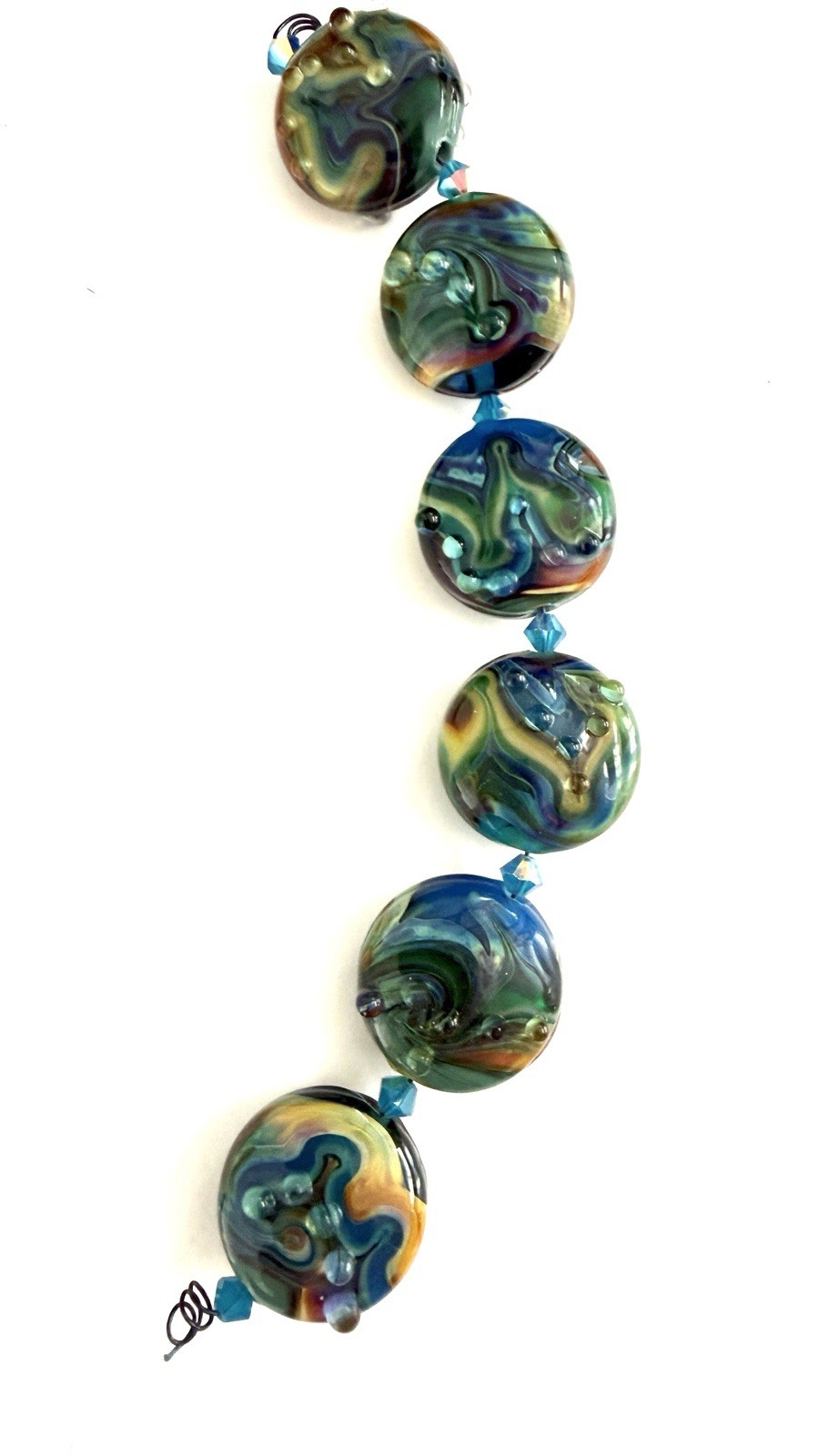 Artisan Lampwork Glass Bead Set 6 Archival Beads Jewelry Components Collectible