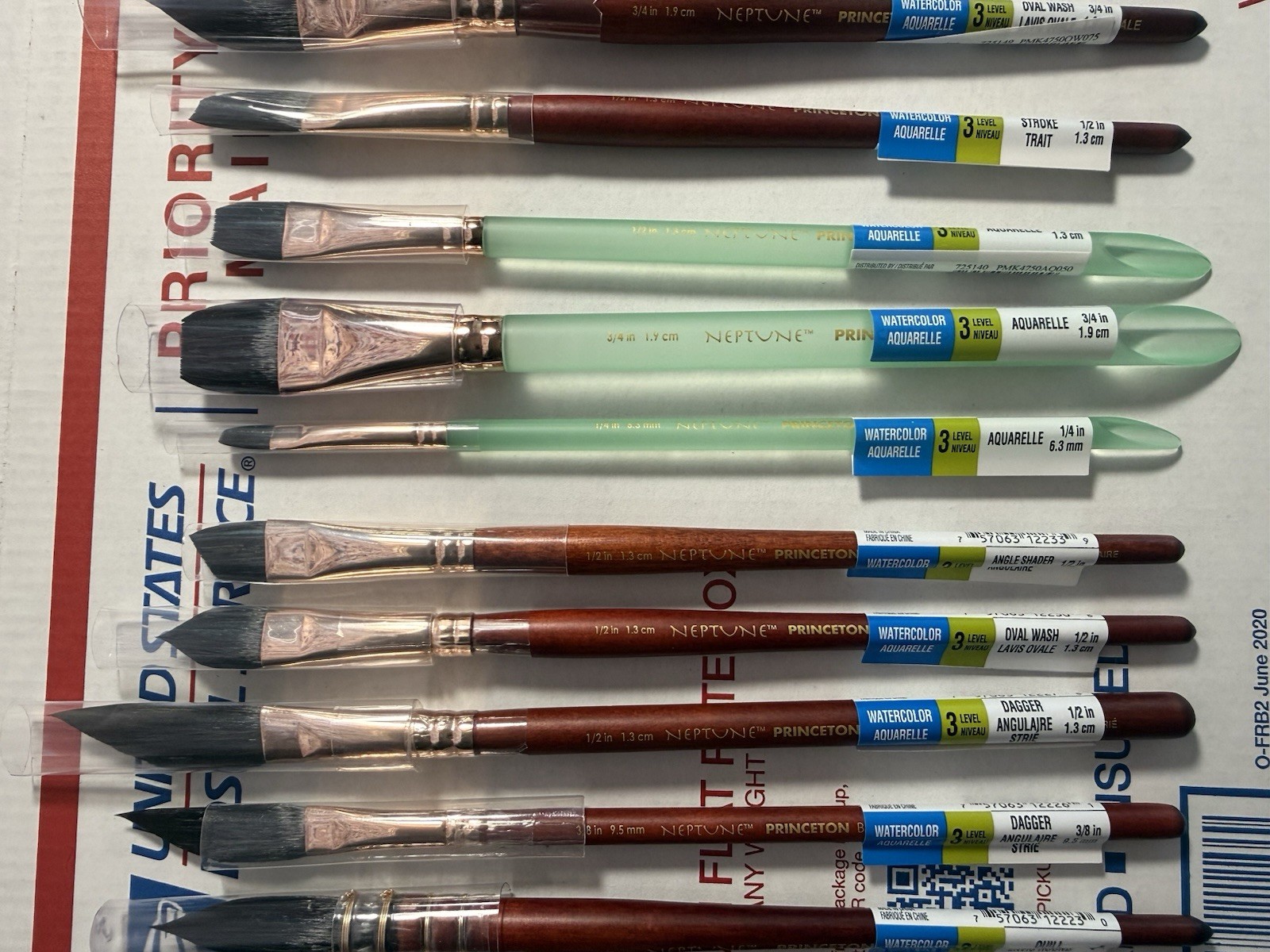 Princeton Neptune Synthetic Squirrel Watercolor Paint Brushes Lot of 20 NEW!!!