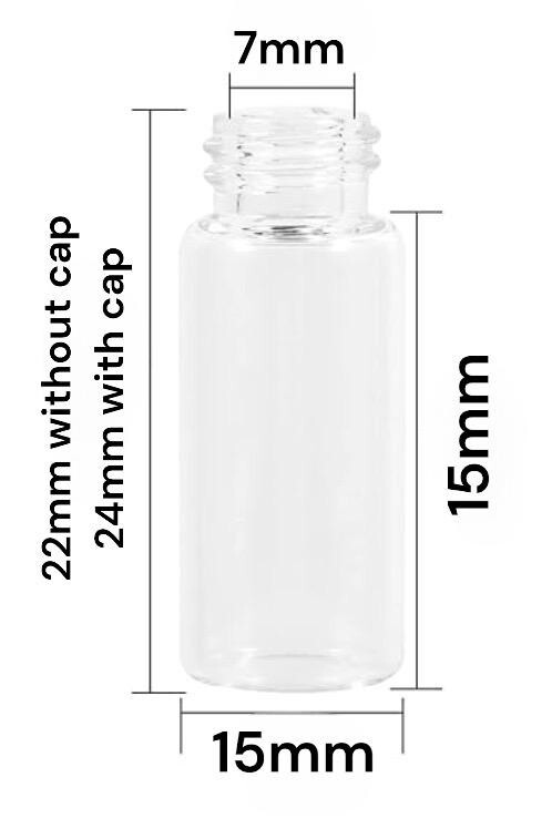 [144 Pack] 1.5 ml Clear Glass Vials with Black Closed Top Screw Caps (0.4 Dram)