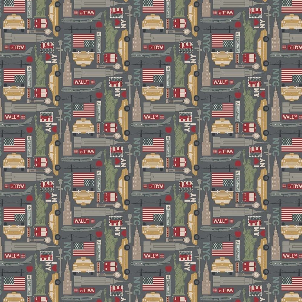 Destinations Fabric – New York Statue Liberty Taxi Empire State – Northcott YARD
