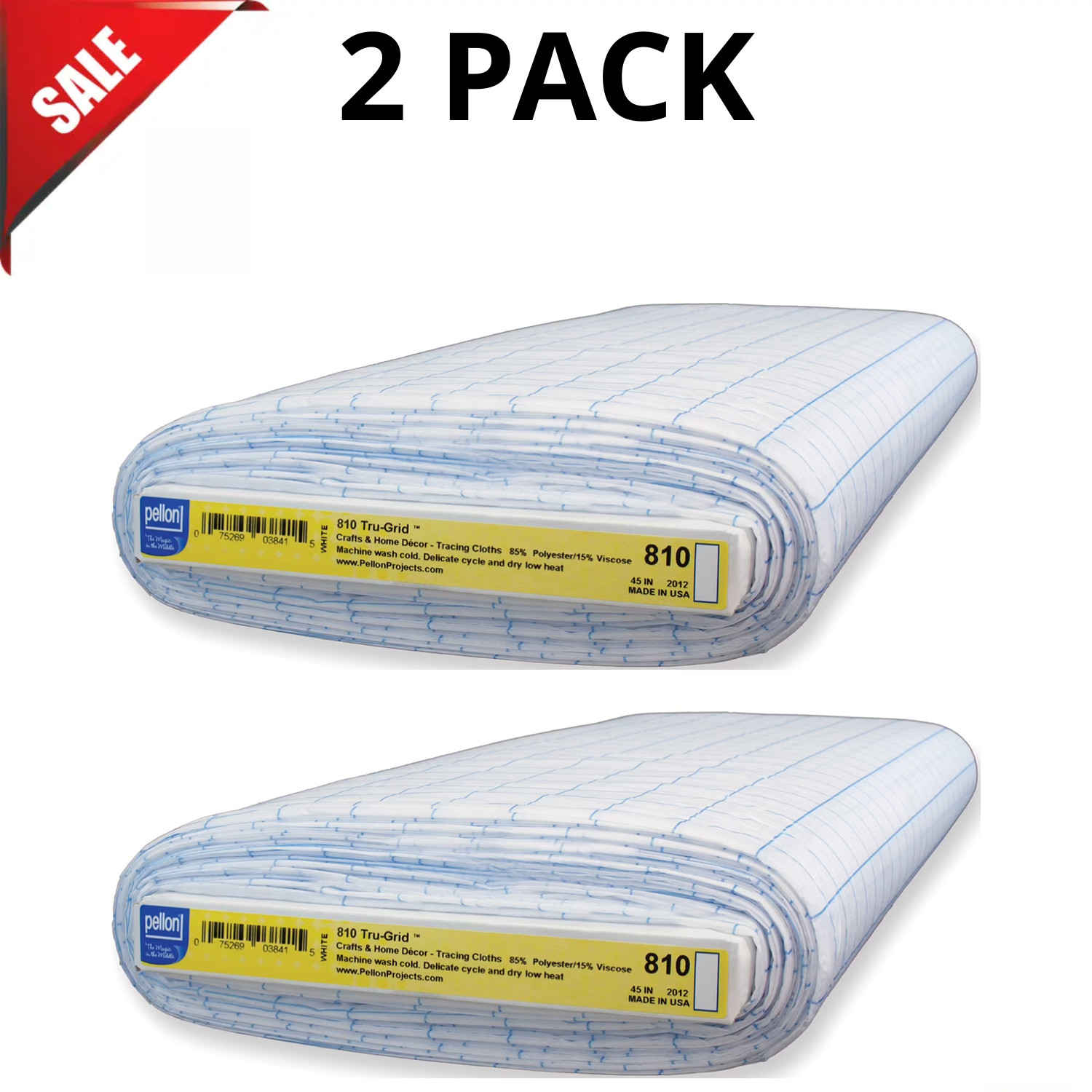 Pellon 810 Tru-Grid Fabric White 44″ x 25 Yards Bolt Pattern Tracing, 2 Pack