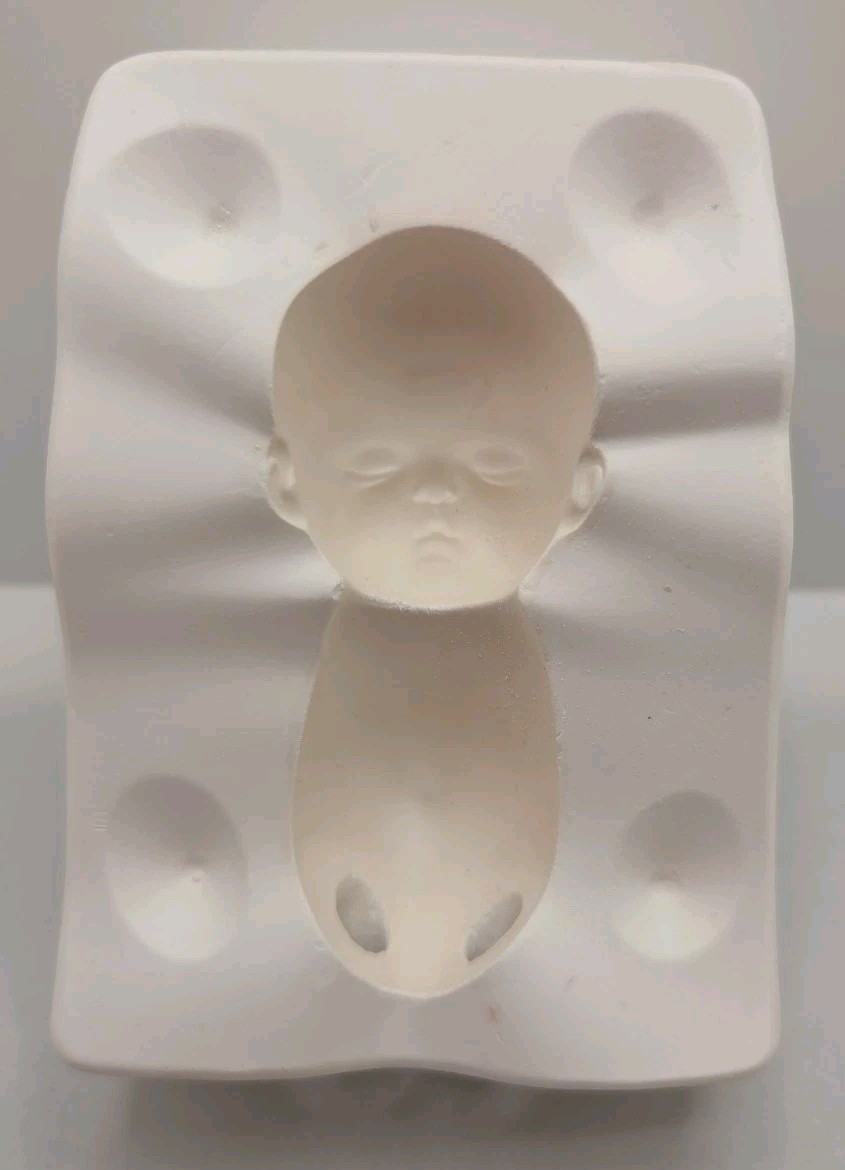 Vtg Expressions Ceramic Slip Mold Sleeping Baby Mini 3″ Doll Head Body Arms