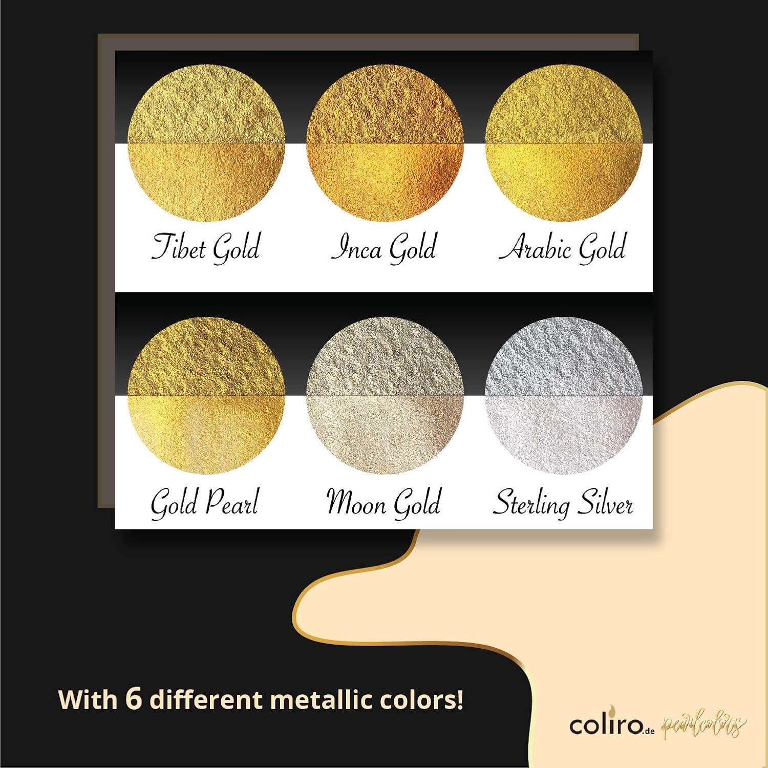 C600 Artist Mica Watercolor Pearl and Shimmer-Pearl Paint – Set of 6