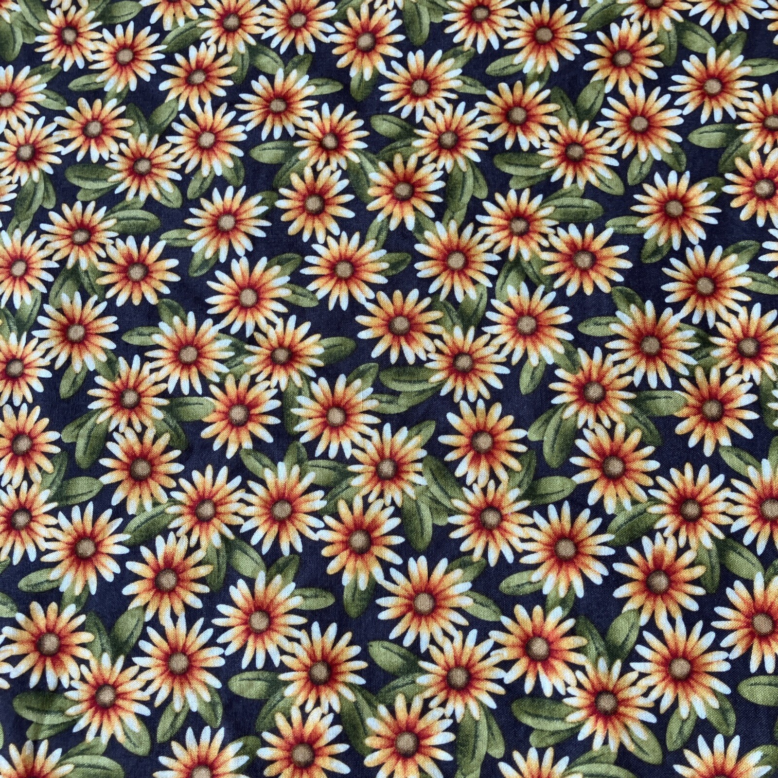 NEW 1 3/4 Yds Fabric Traditions quilt fabric SUNFLOWER GARDEN brown background