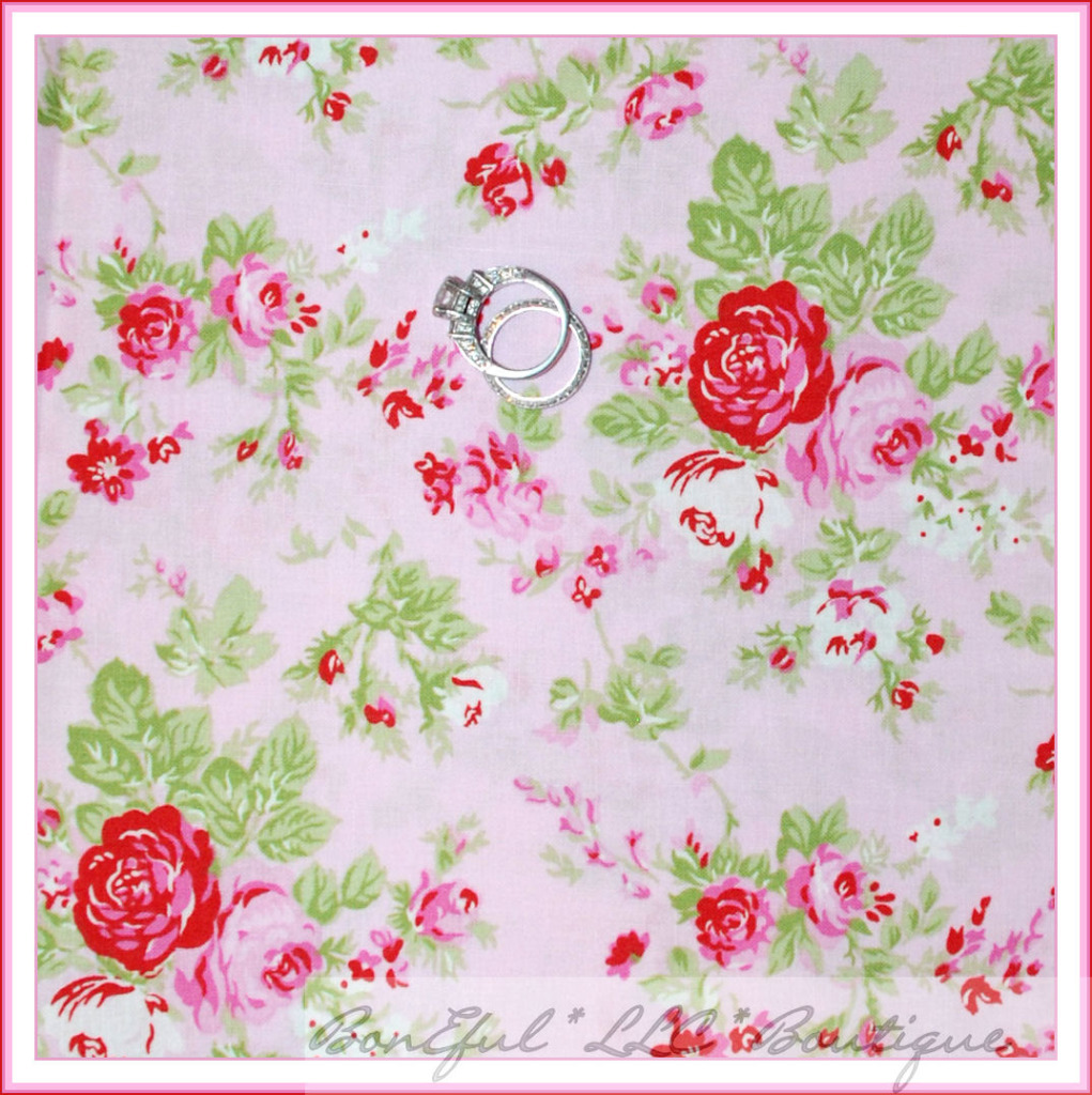 BonEful Fabric FQ Cotton Quilt Pink White Spring ROSE Easter Flower Shabby Chic