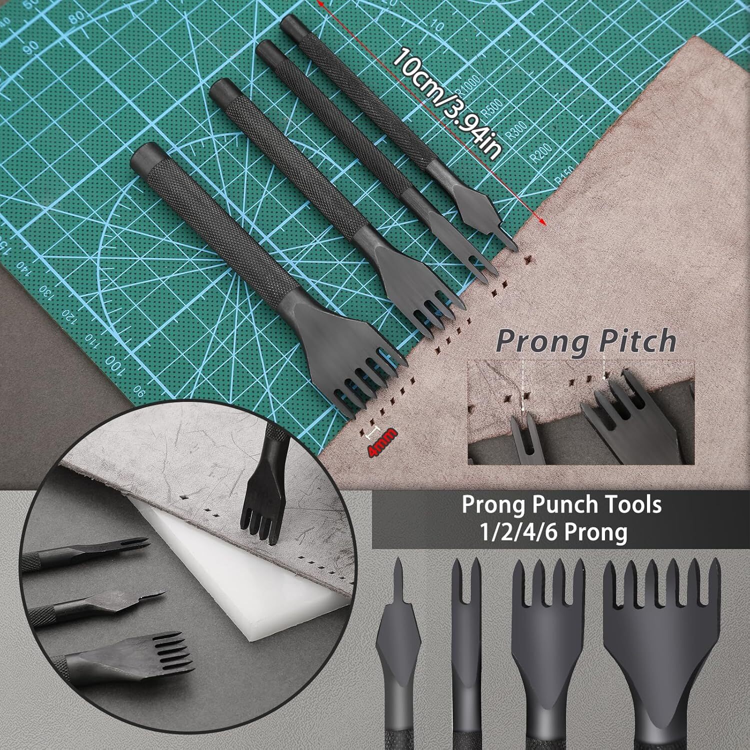 Pro Leather Craft Tools Punch Kit Stitching Carving Sewing Working Skiving Knife