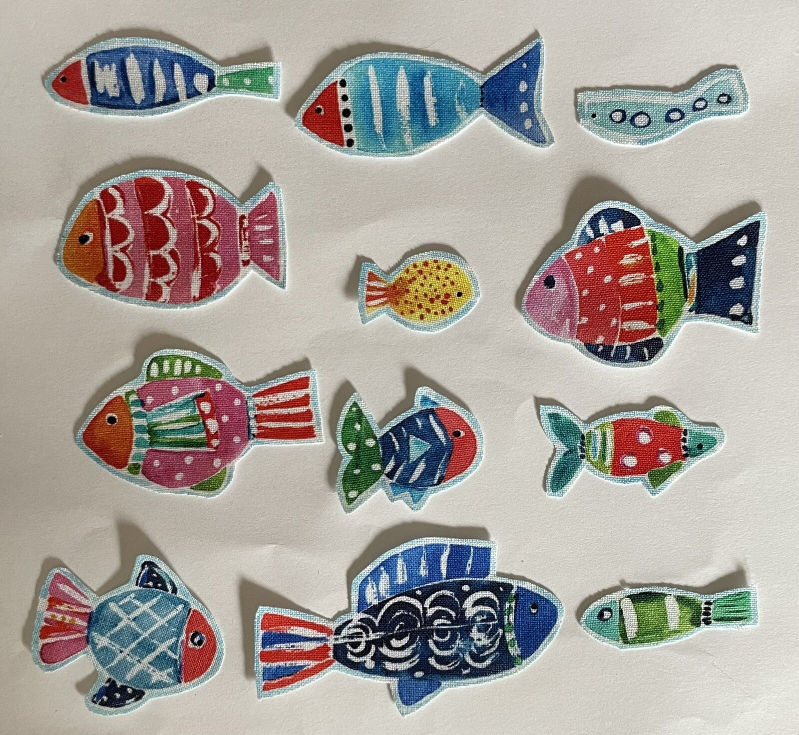 12 Colorful Little Fish – Iron On Fabric Appliques