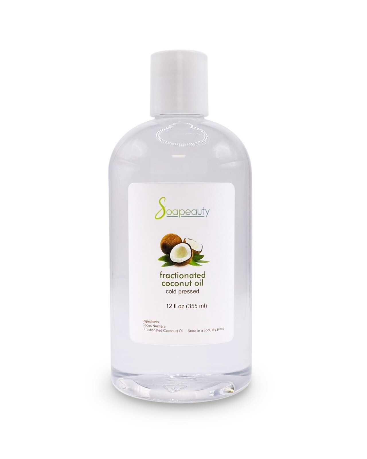 FRACTIONATED COCONUT OIL 12 OZ cold pressed 100% pure natural