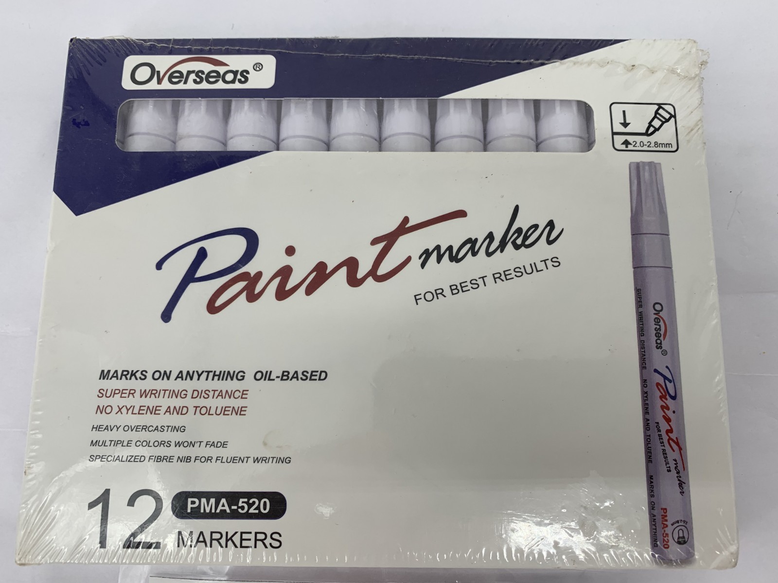 Overseas PMA-520 Paint Markers Oil-Based Paint Markers White 12-PK Paint Pens