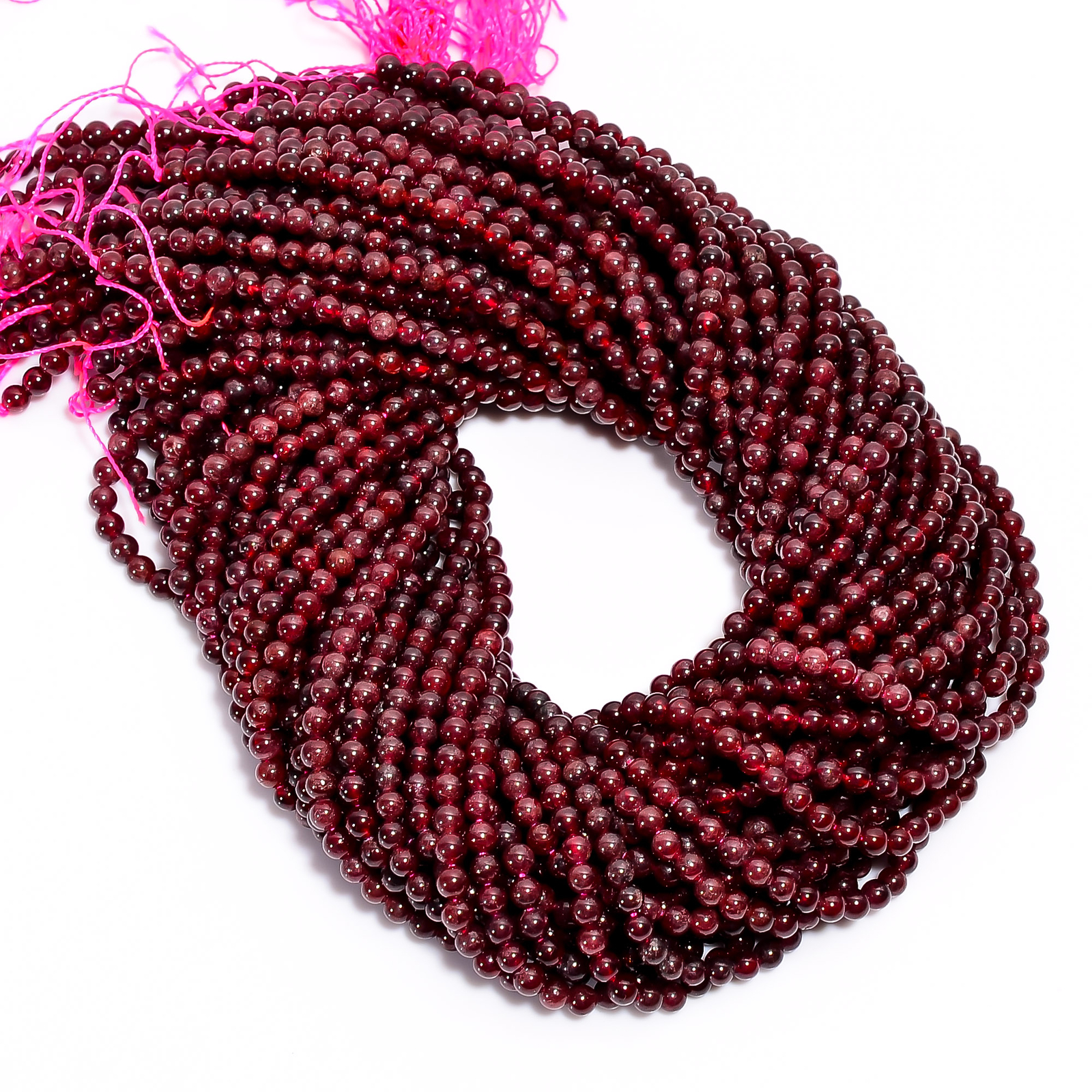 Natural Red Garnet Gemstone Round Shape Smooth Beads 4X4.5 mm Strand 15″ GB622