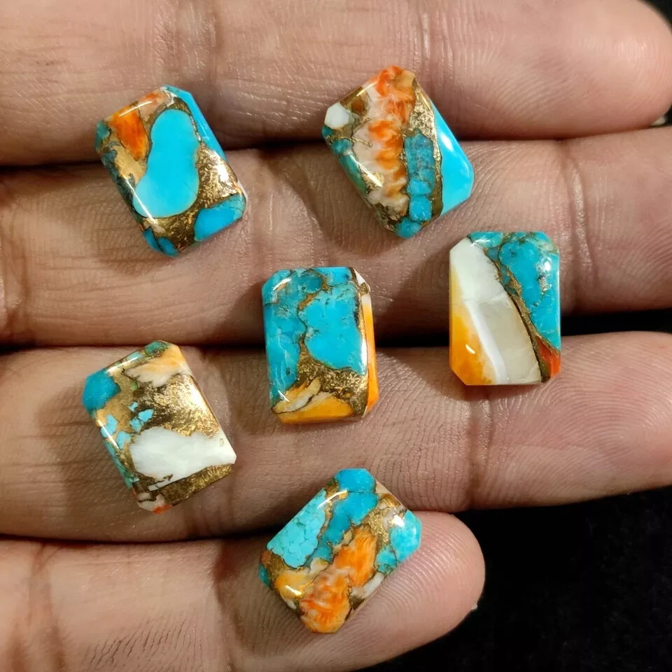 Wholesale Oyster Copper Turquoise Cabochon Octagon shape Loose Gemstone Lot.
