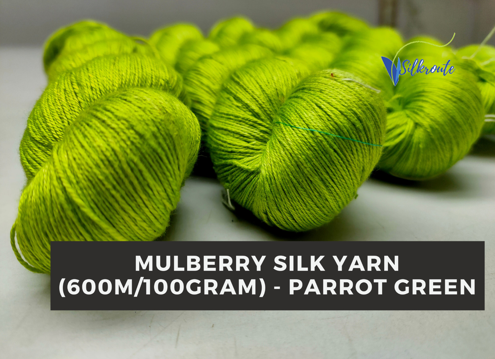Mulberry Silk Yarn – 600M/100Gram – Parrot Green, Socks Yarn, Mulberry Yarn