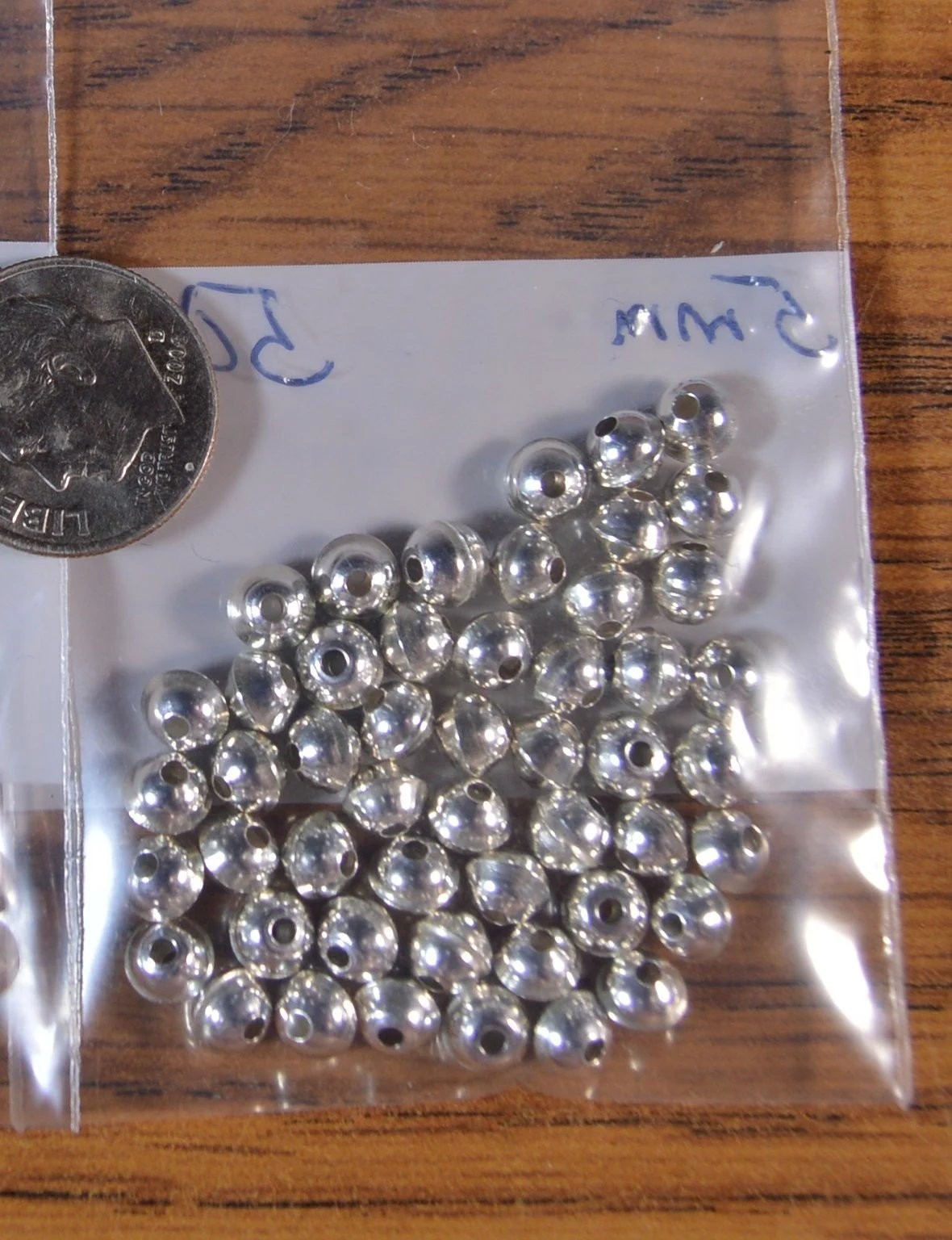 5mm Bench Beads 50pcs Sterling Silver Raised Seam USA