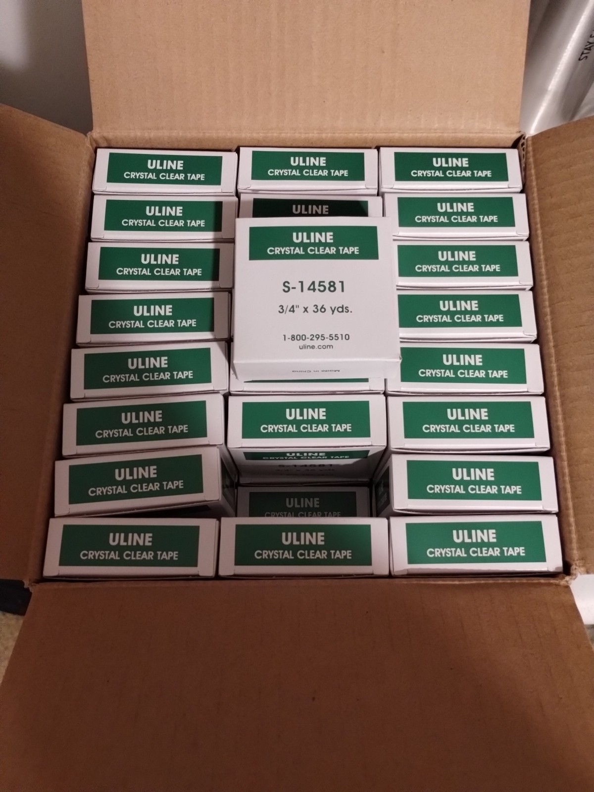 ULINE CLEAR TAPE – 3/4″ X 36 YDS, CLEAR S-14581 Box Of 72 Rolls