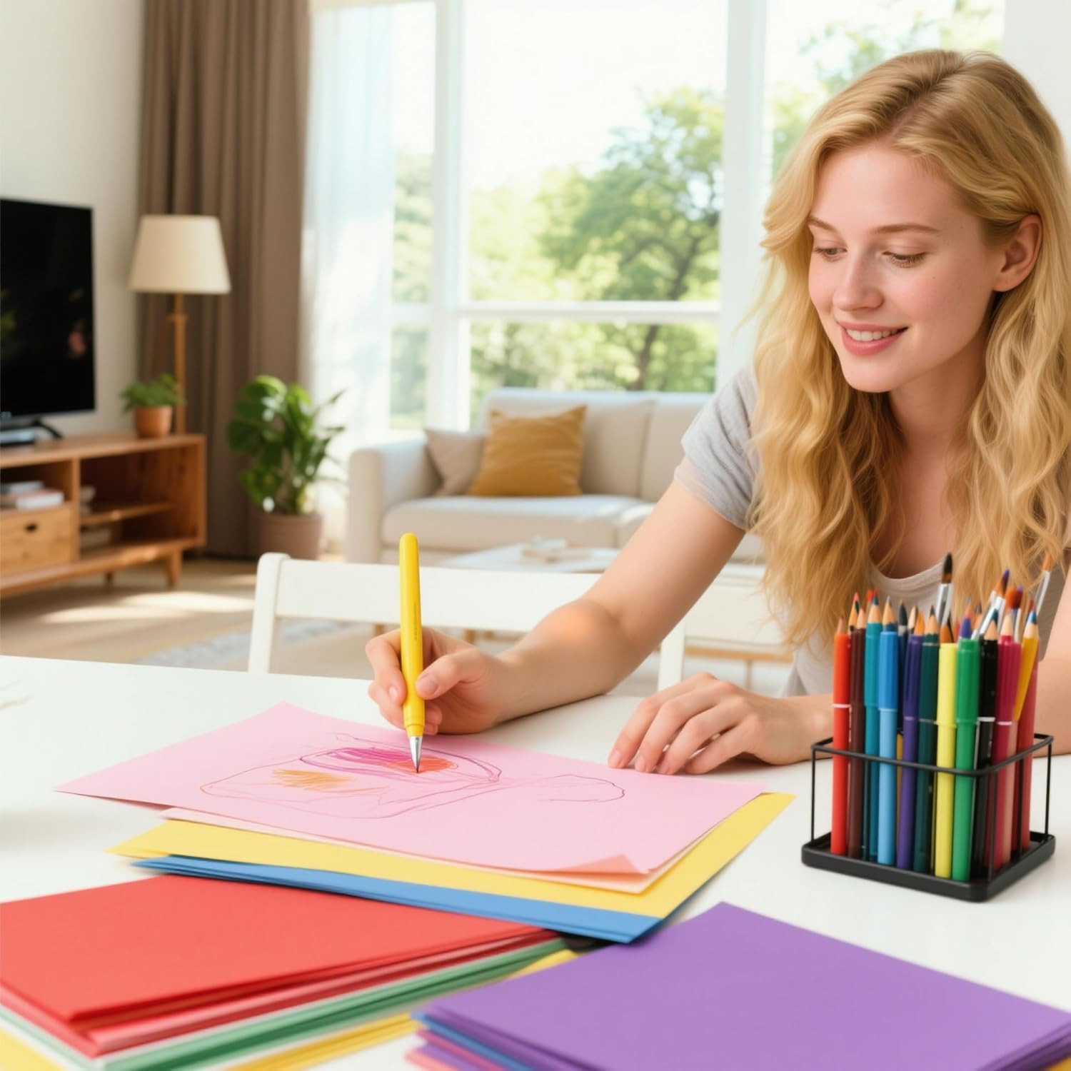 Colored Paper 100 Sheets, 20 Assorted Colors Construction A4 Copy Paper for Scho