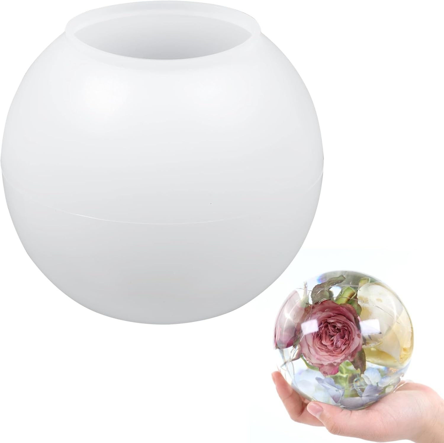 Sphere Resin Mold, Ball Shape Silicone Molds, One-Piece 3D Seamless Globe Epoxy