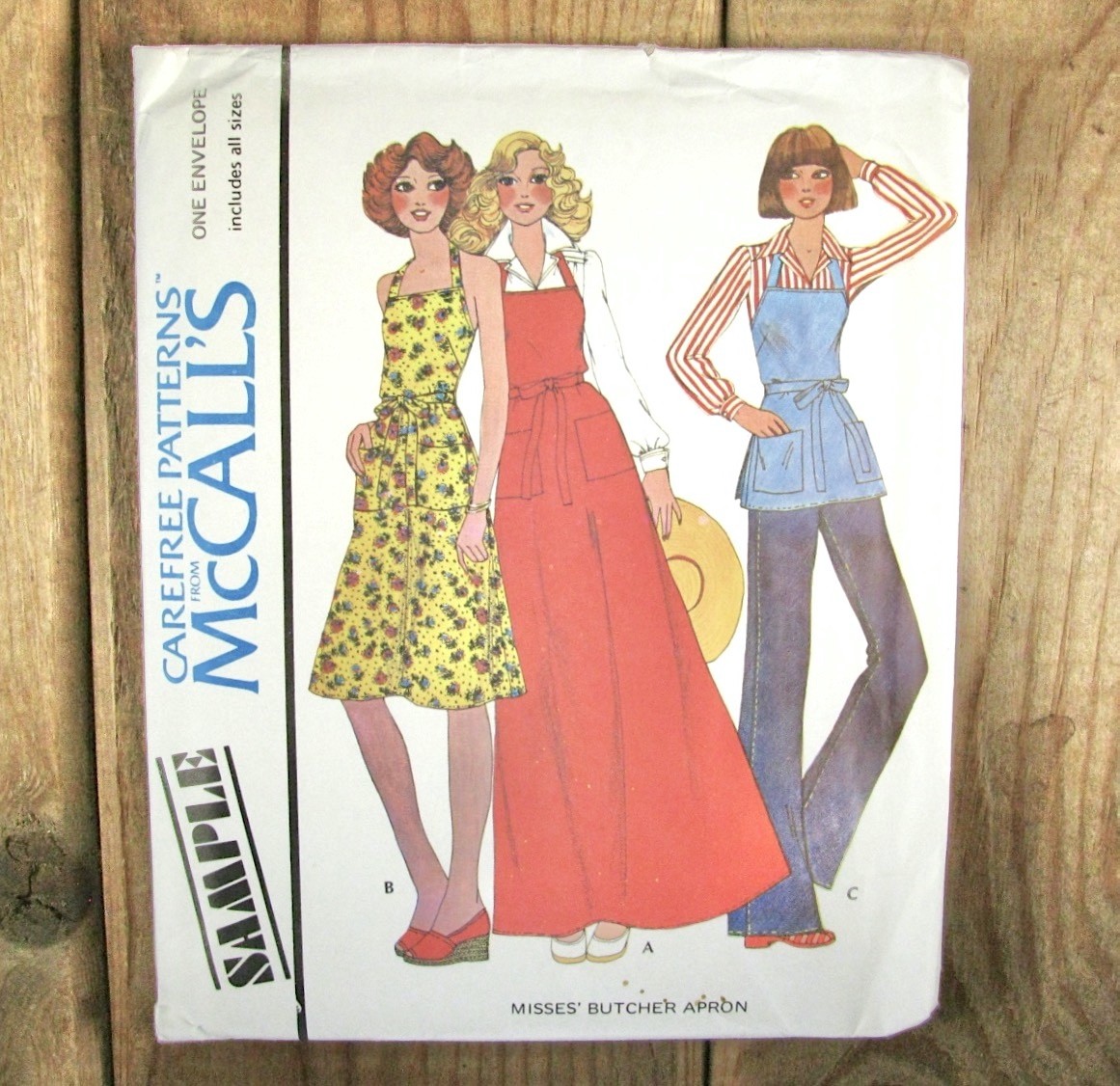 Apron Sewing Pattern Wrap Around Tied McCalls Carefree Sample All Sizes Uncut