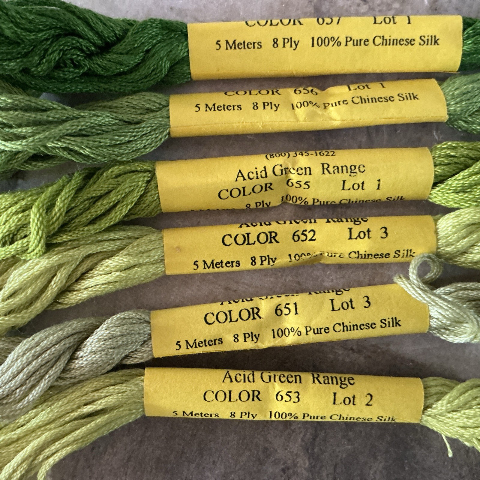 Acid Green Needlepoint Inc Silk 6 Skeins 8‑Ply Stranded Embroidery Floss Thread