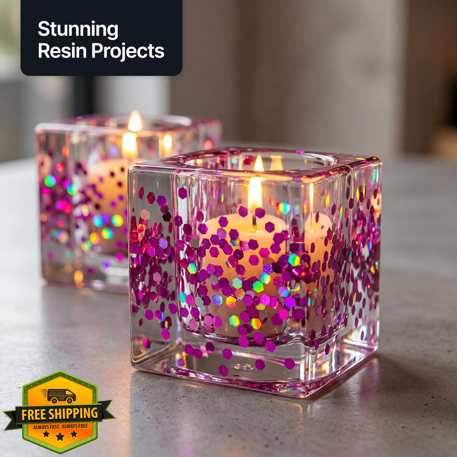 Hemway Glitter Shaker Purple Holographic 110g Chunky