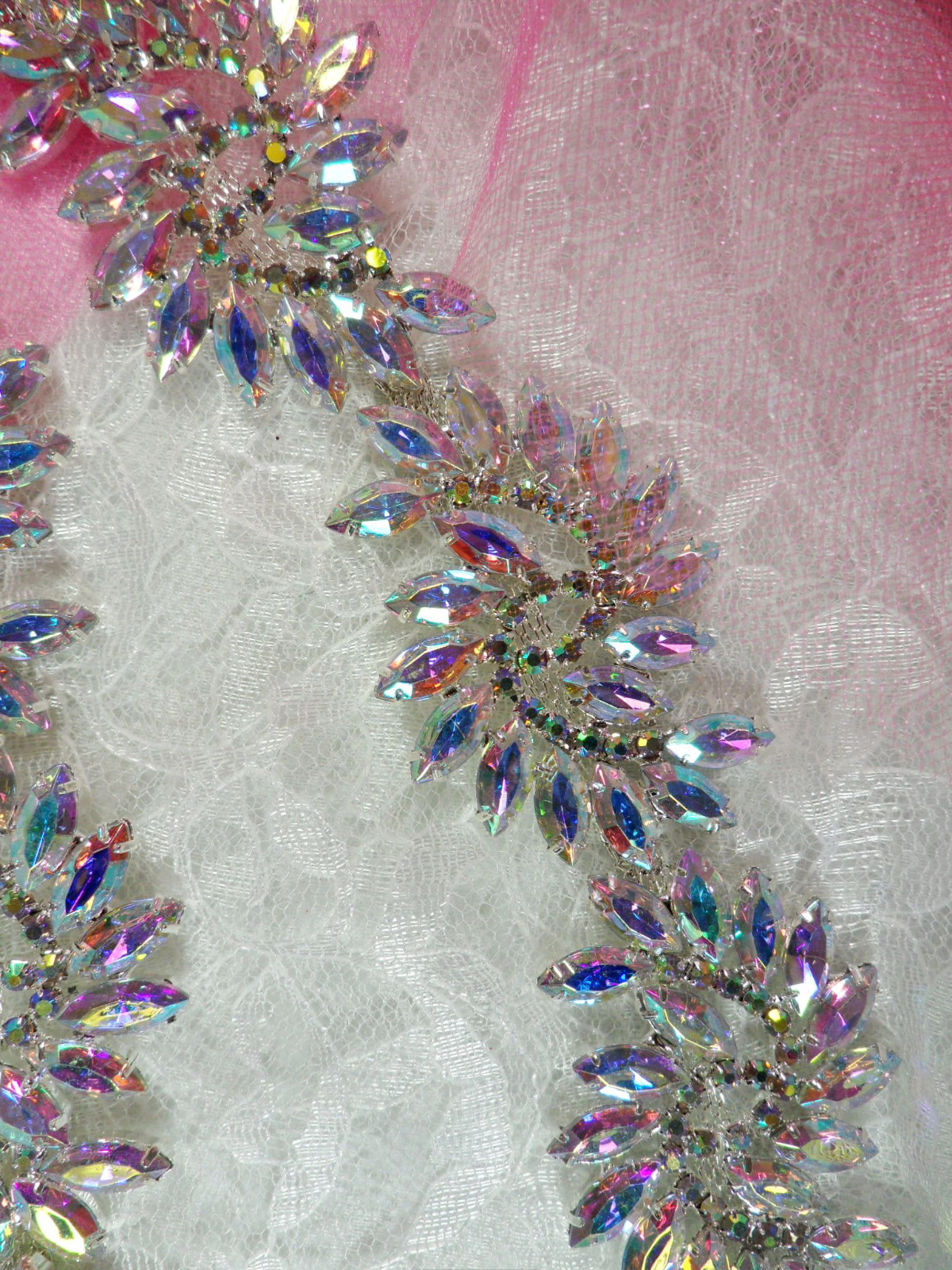 XR120 Aurora Borealis Marquise Swirl Crystal AB Rhinestone Embellishing Trim