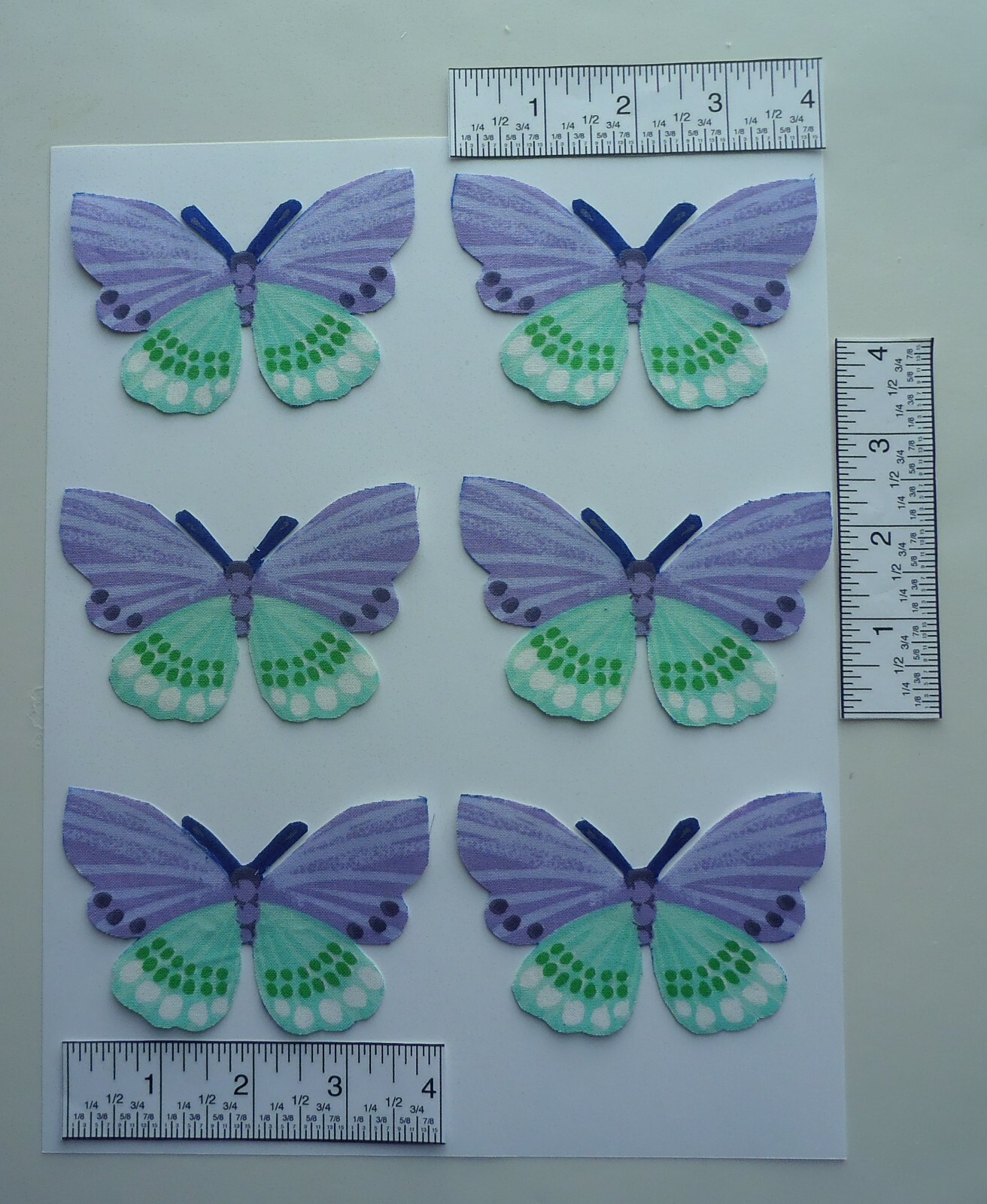 Cotton Fabric Butterflies-Pic E – 6 Hand Cut Appliques-EZSteam Iron On Then Sew