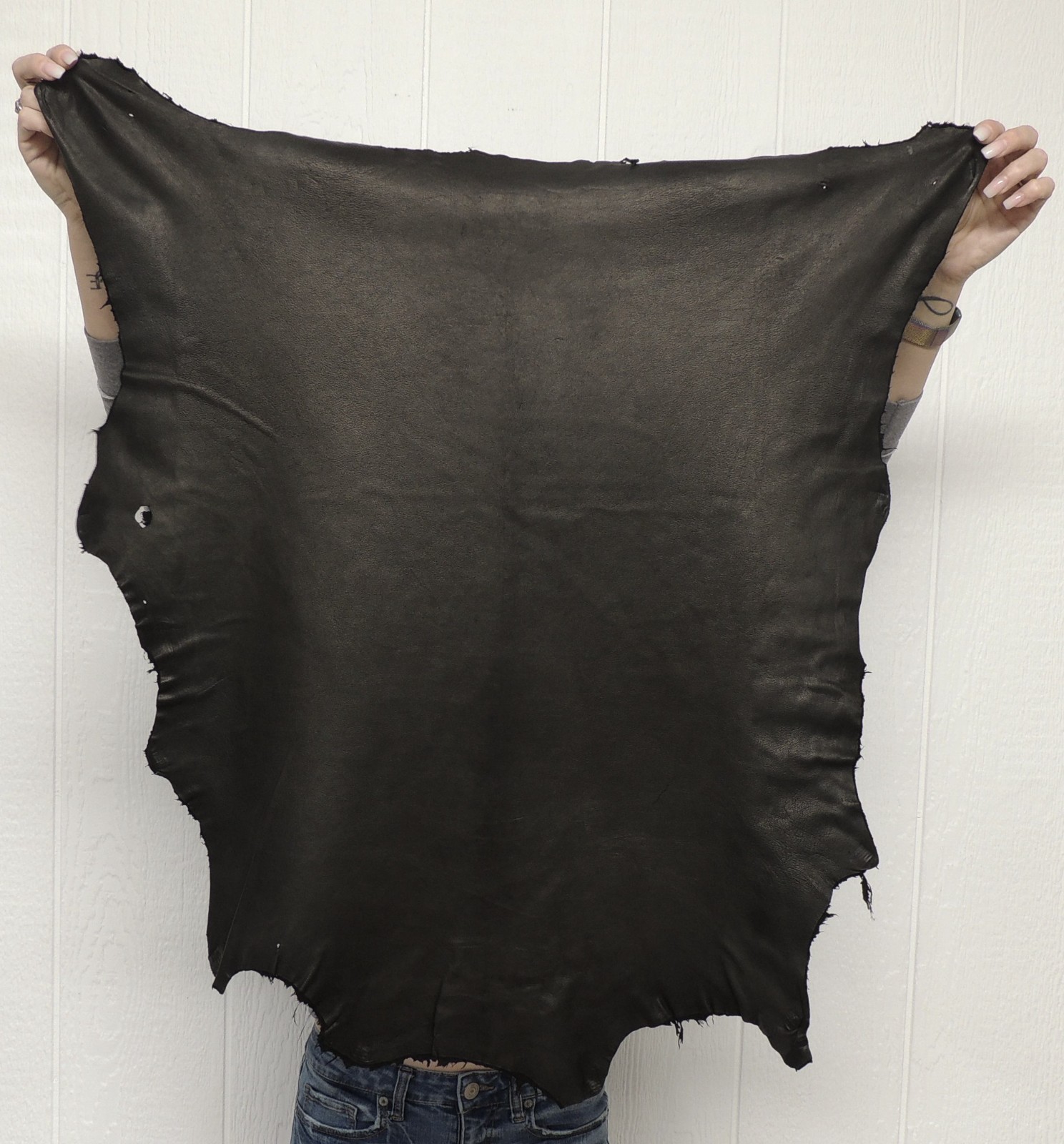 Black Full Grain Lambskin Leather Hide Lightweight Garment Sewing Lining Craft