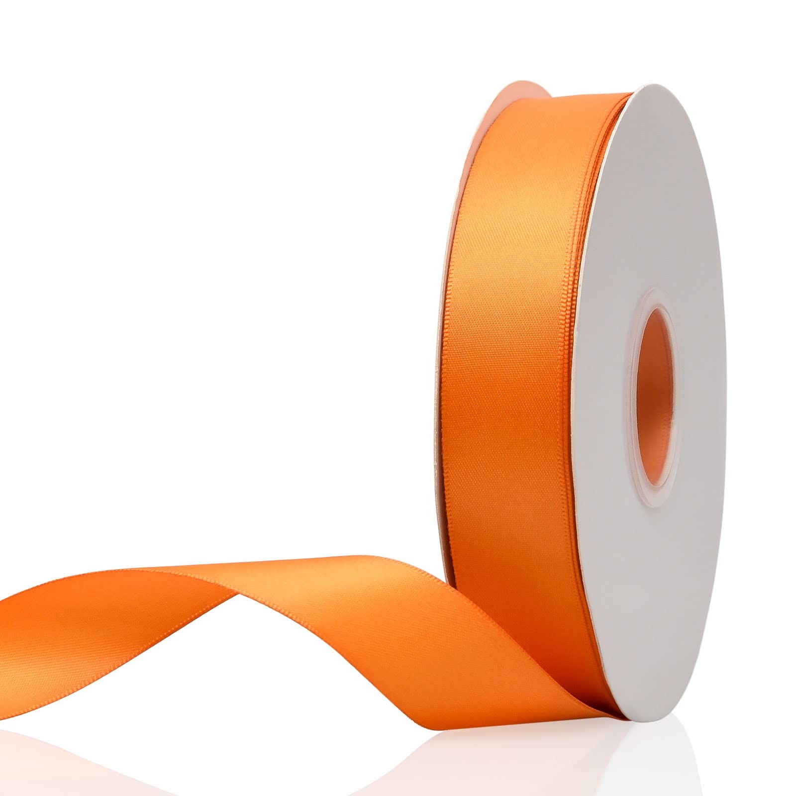 1″ x 50 Yards Orange Double Faced Satin Ribbon Solid Color Fabric Craft Roll