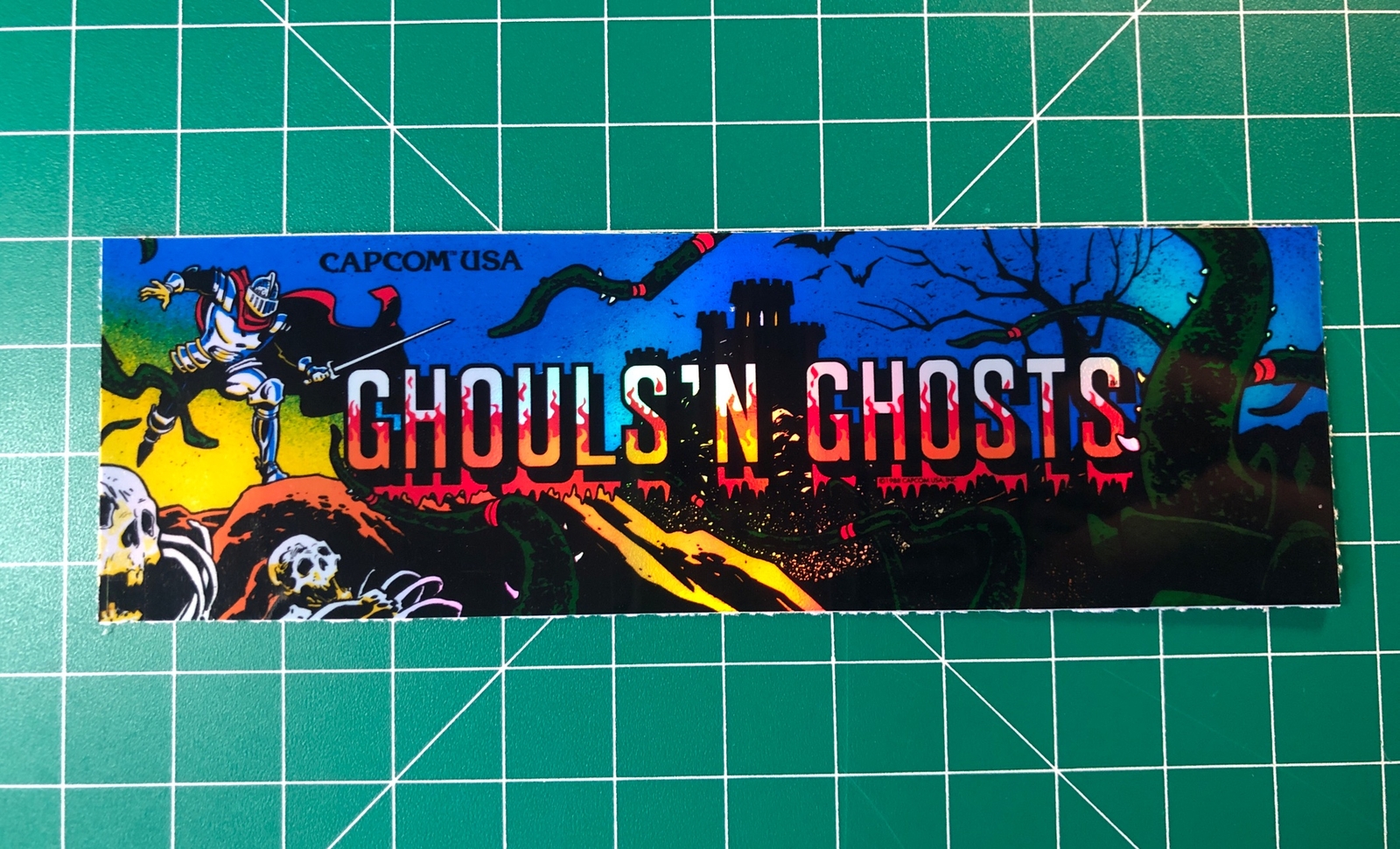 Ghouls N Ghosts Arcade Marquee 1.75×5.75” Sticker Decal Holographic Glossy Vinyl