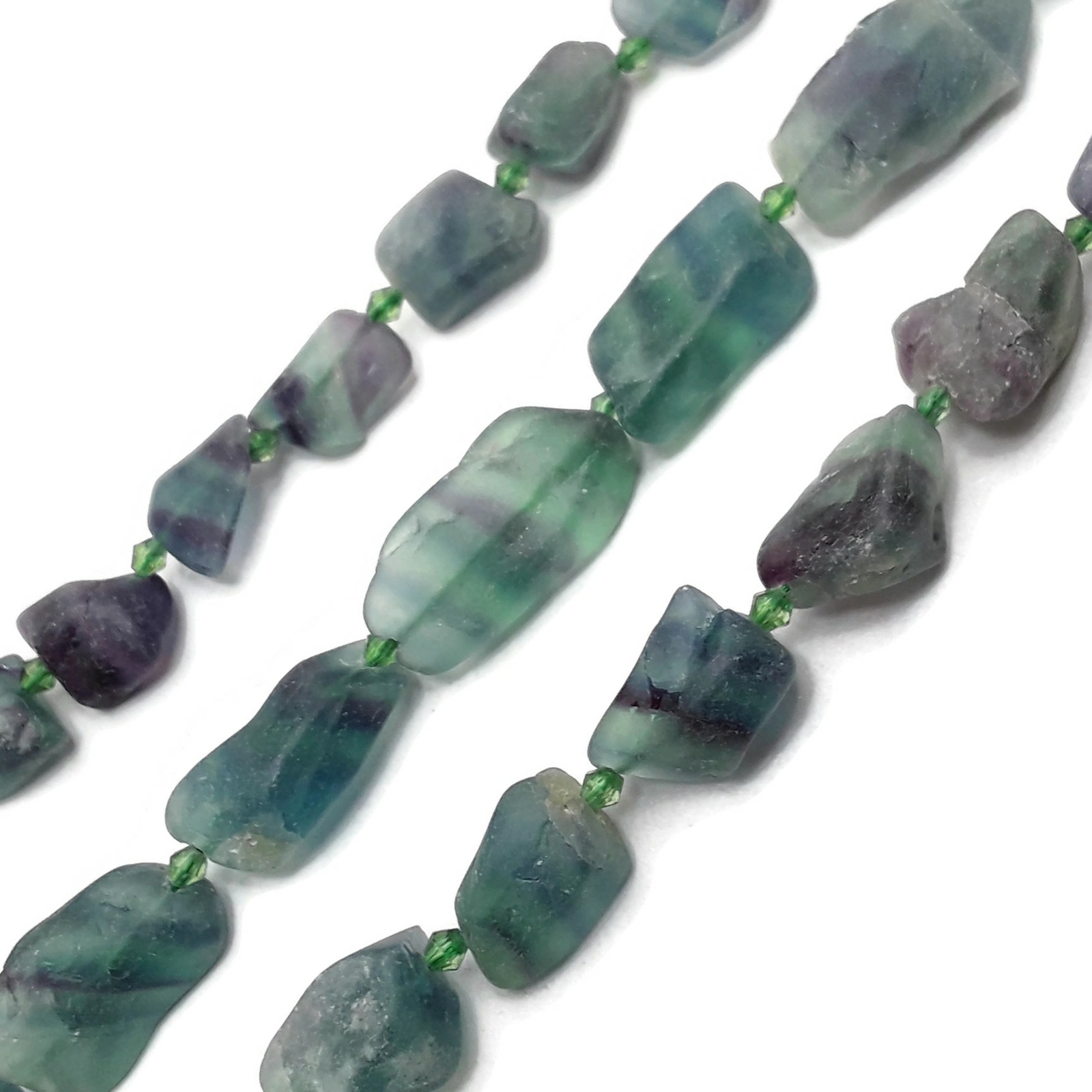Natural Green Fluorite Rough Nugget Chunks Beads 10-15mm 15-20mm 15.5” Strand
