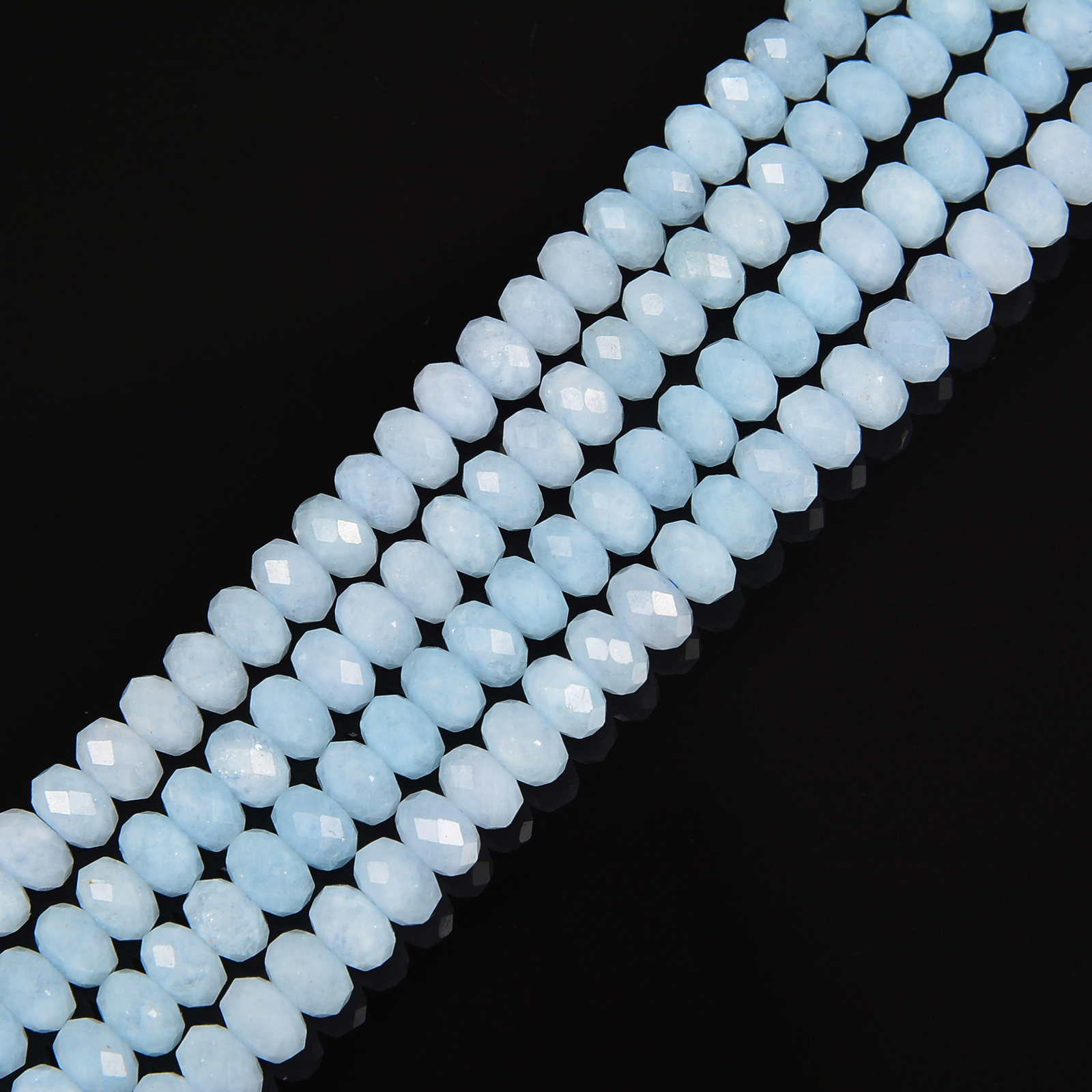 Aquamarine Faceted Rondelle Size 4x6mm 15.5” per Strand (4x6mm)