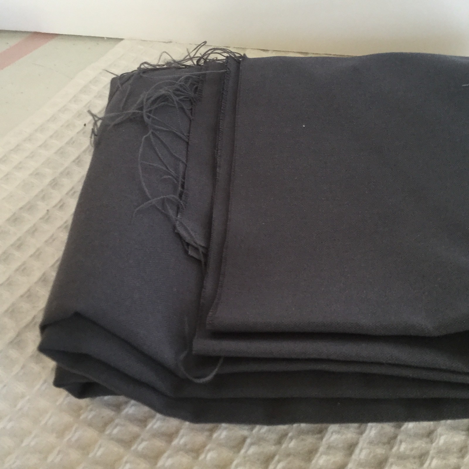 Gray Polyester Fabric 1 1/2 Yds Bottom Weight Uniform Solid Wrinkle Resistant