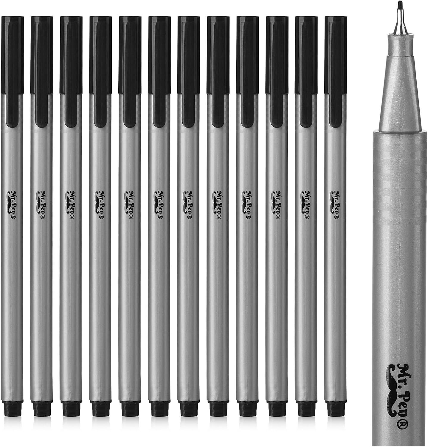 Mr. Pen- Black Fineliner Pens, 12 Pack, Black fine point pens, Pens Fine Point,