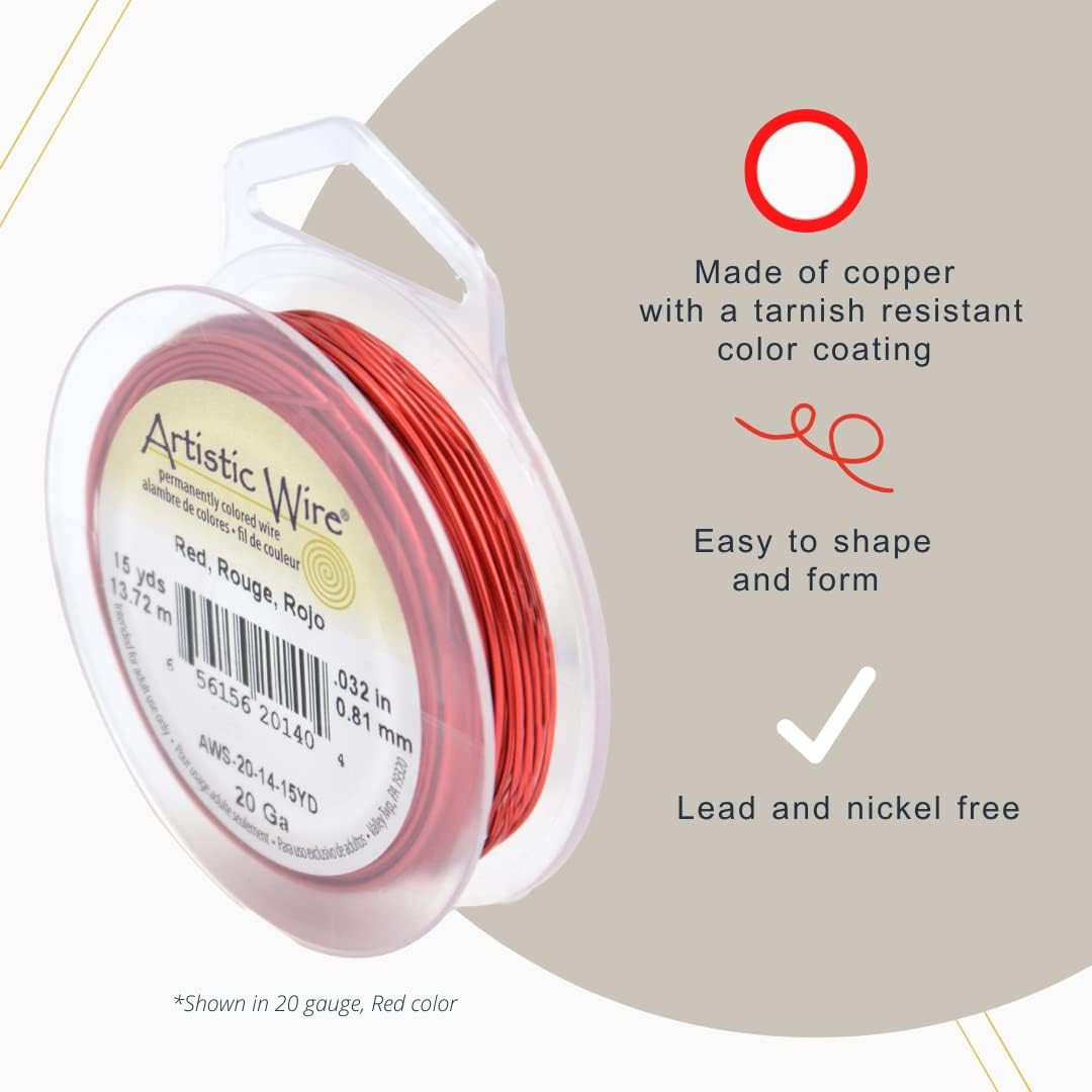 , 22 Gauge Tarnish Resistant Colored Copper Craft Jewelry Wrapping Wire, Olive,
