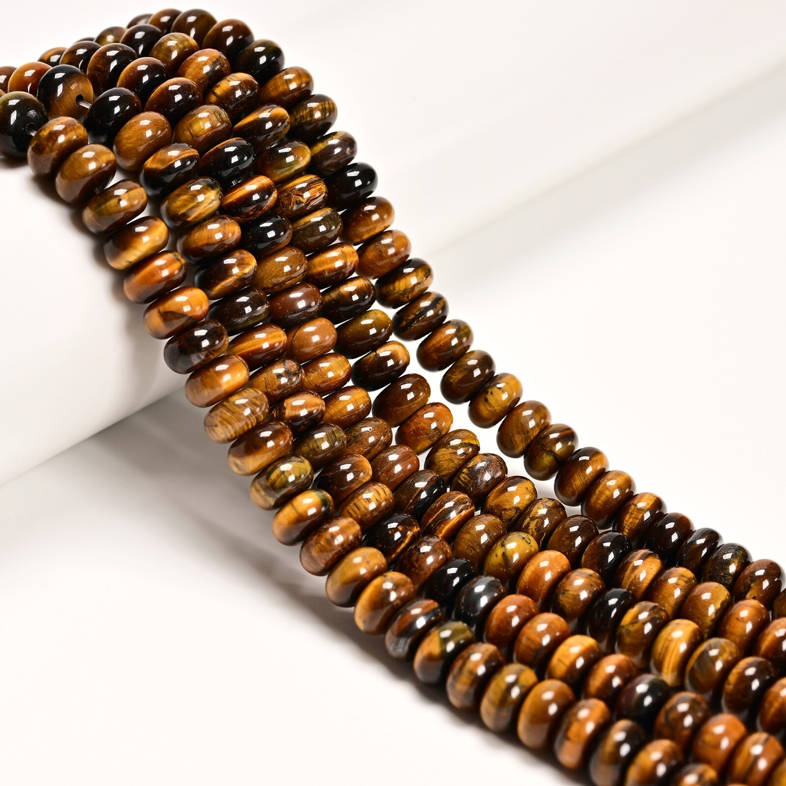 Natural Yellow Tiger Eye Smooth Rondelle Beads 2x4mm 4x6mm 5x8mm 15.5″ Strand