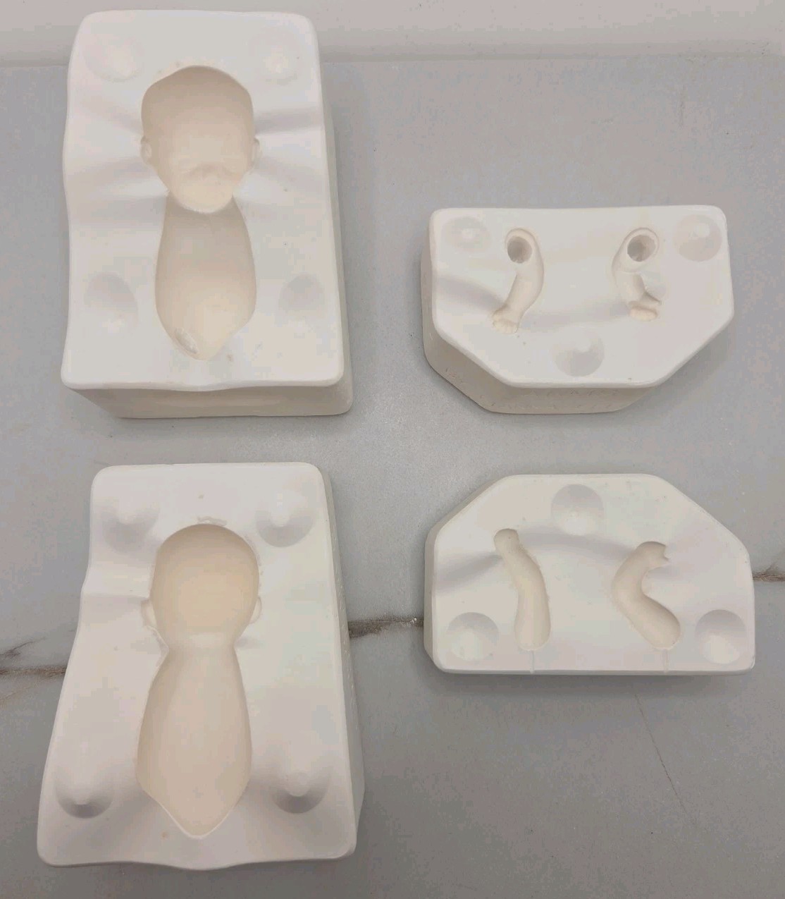 Vtg Expressions Ceramic Slip Mold Sleeping Baby Mini 3″ Doll Head Body Arms
