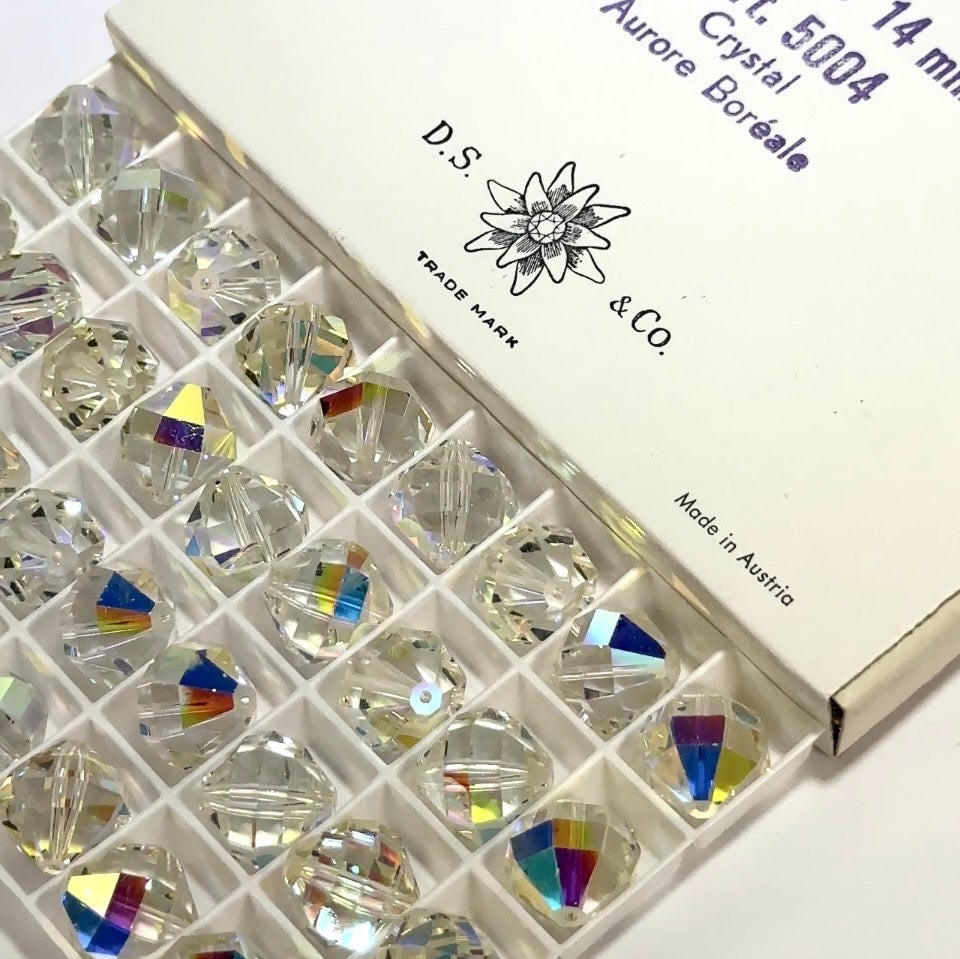 Swarovski Art.# 346-5004 14mm Crystal AB 36pcs Vintage Geometric Crystal Beads