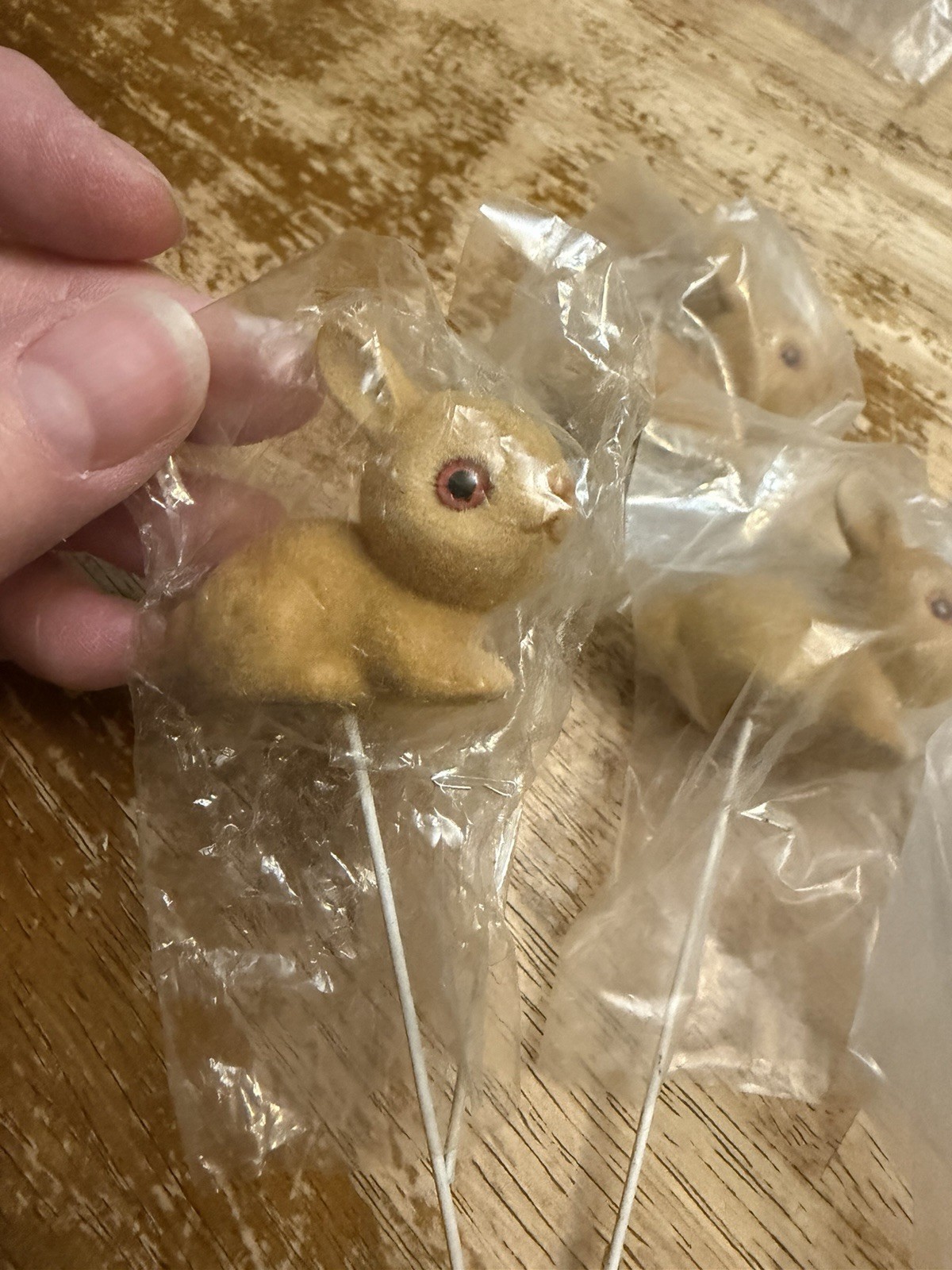 Vintage Lot of 38 Flocked Bunnies Raccoon Squirrel Bear Animals Floral Picks New