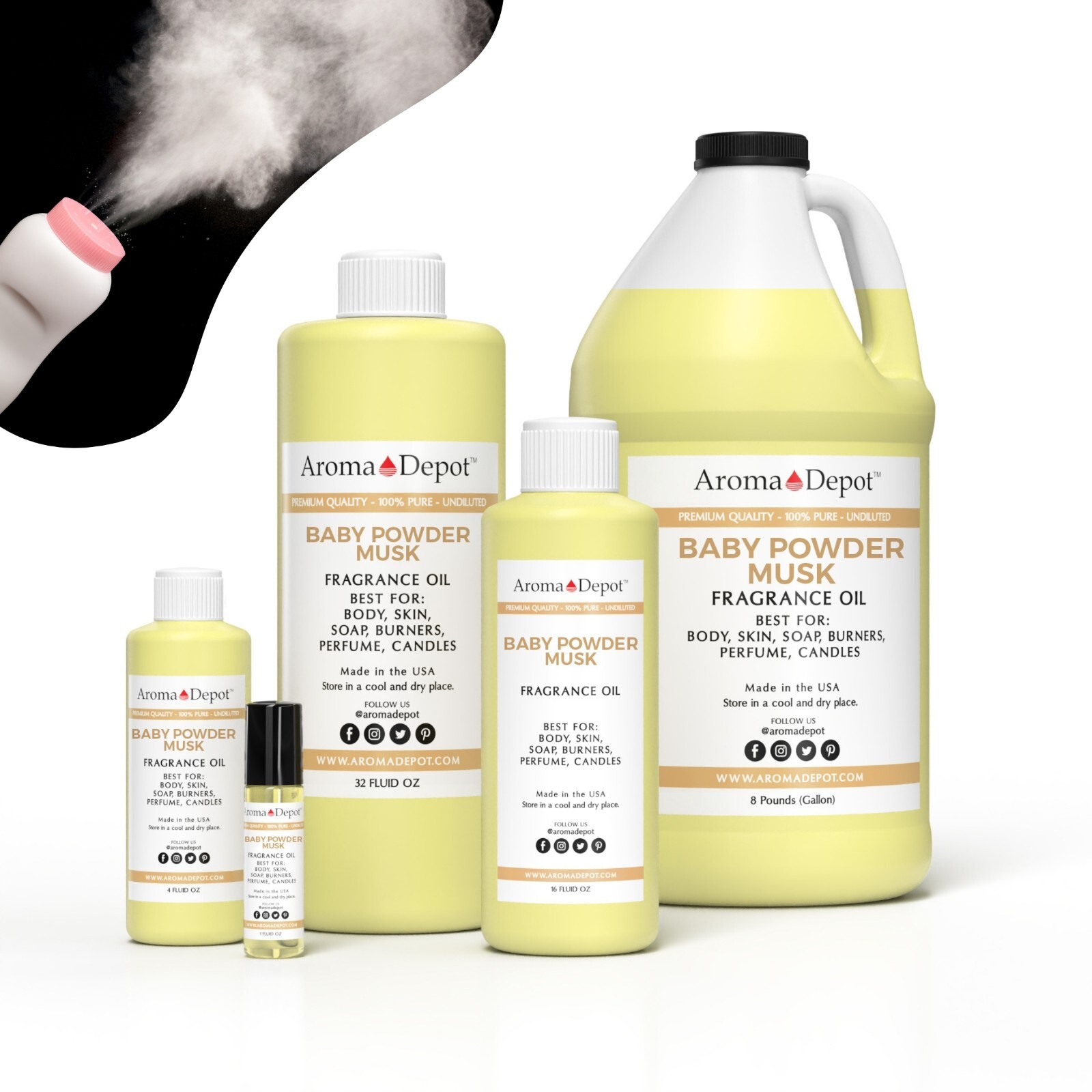 Baby Powder Musk Fragrance Oil for Body, Candle, Soap, Lotion, Incense, Diffuser