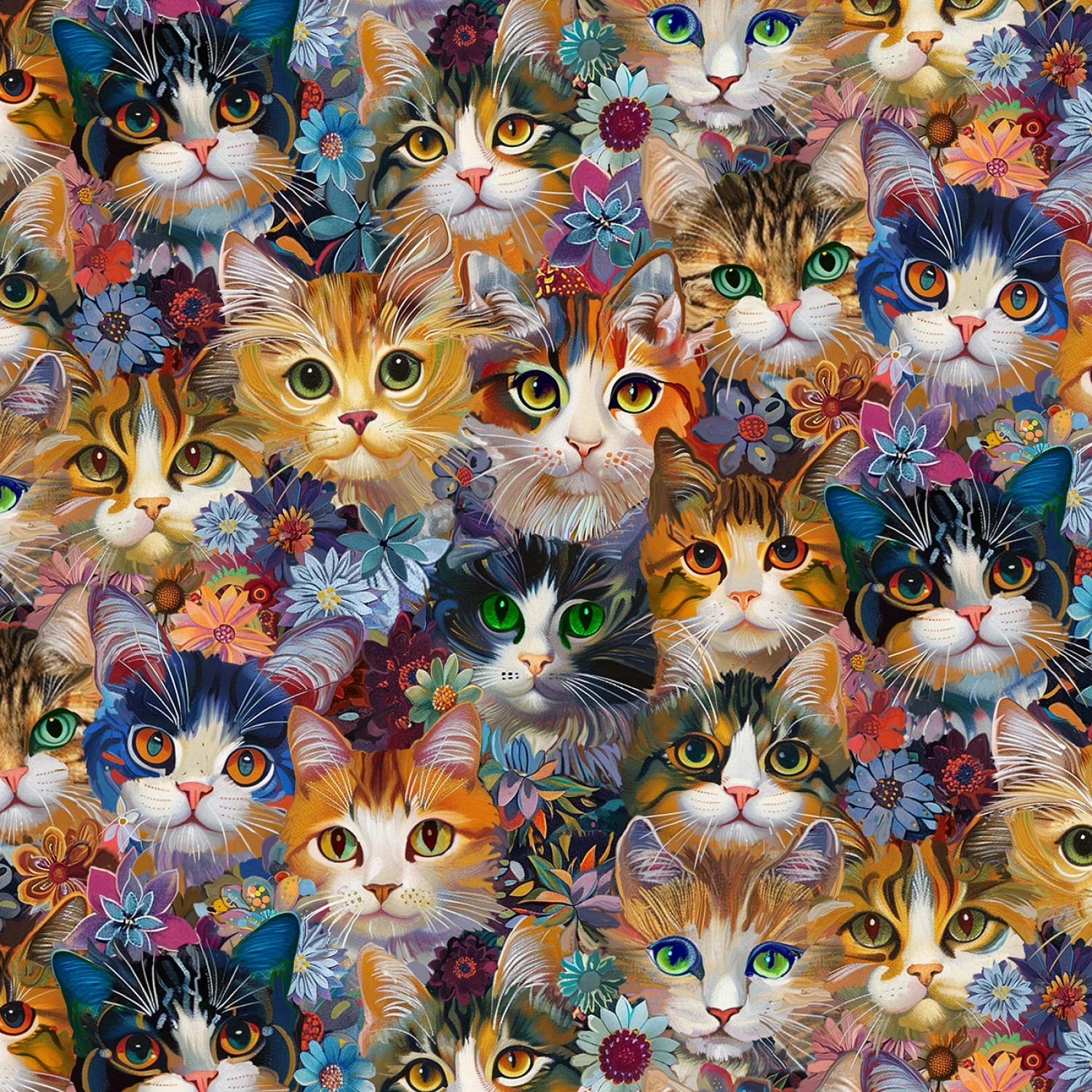Calico Cat -Fabric BTY 44/45″ Wide Or Panel 24×36″-Your Choice
