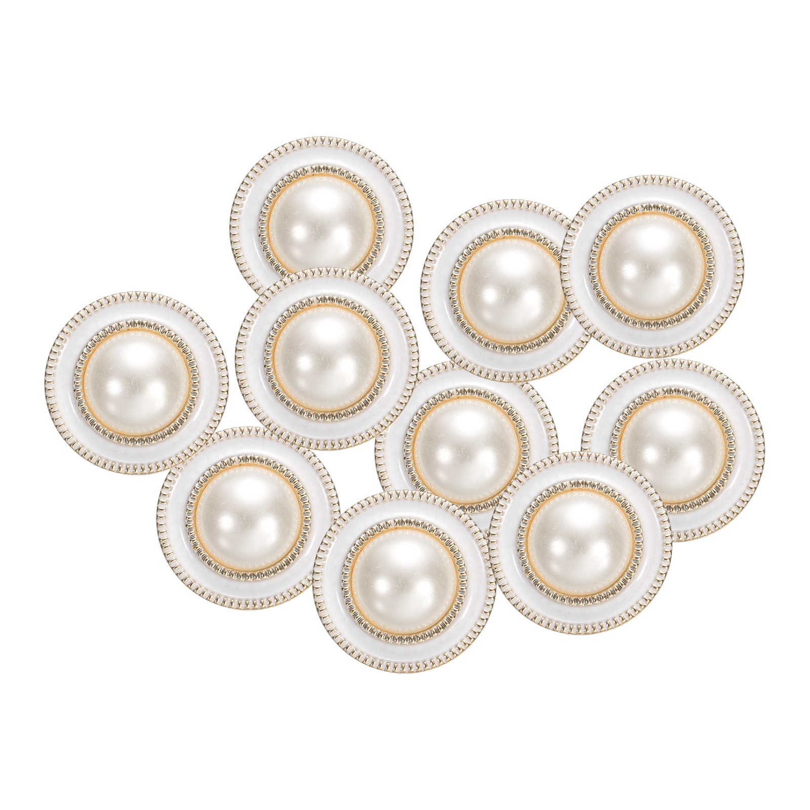 10pcs Gold White Pearl Buttons 25mm 0.61″ Height Sewing Button Style S