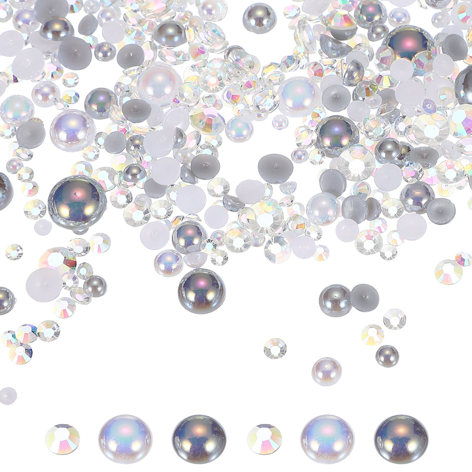 100g 2-10mm Mix Pearls, Dark Silver Gray/White