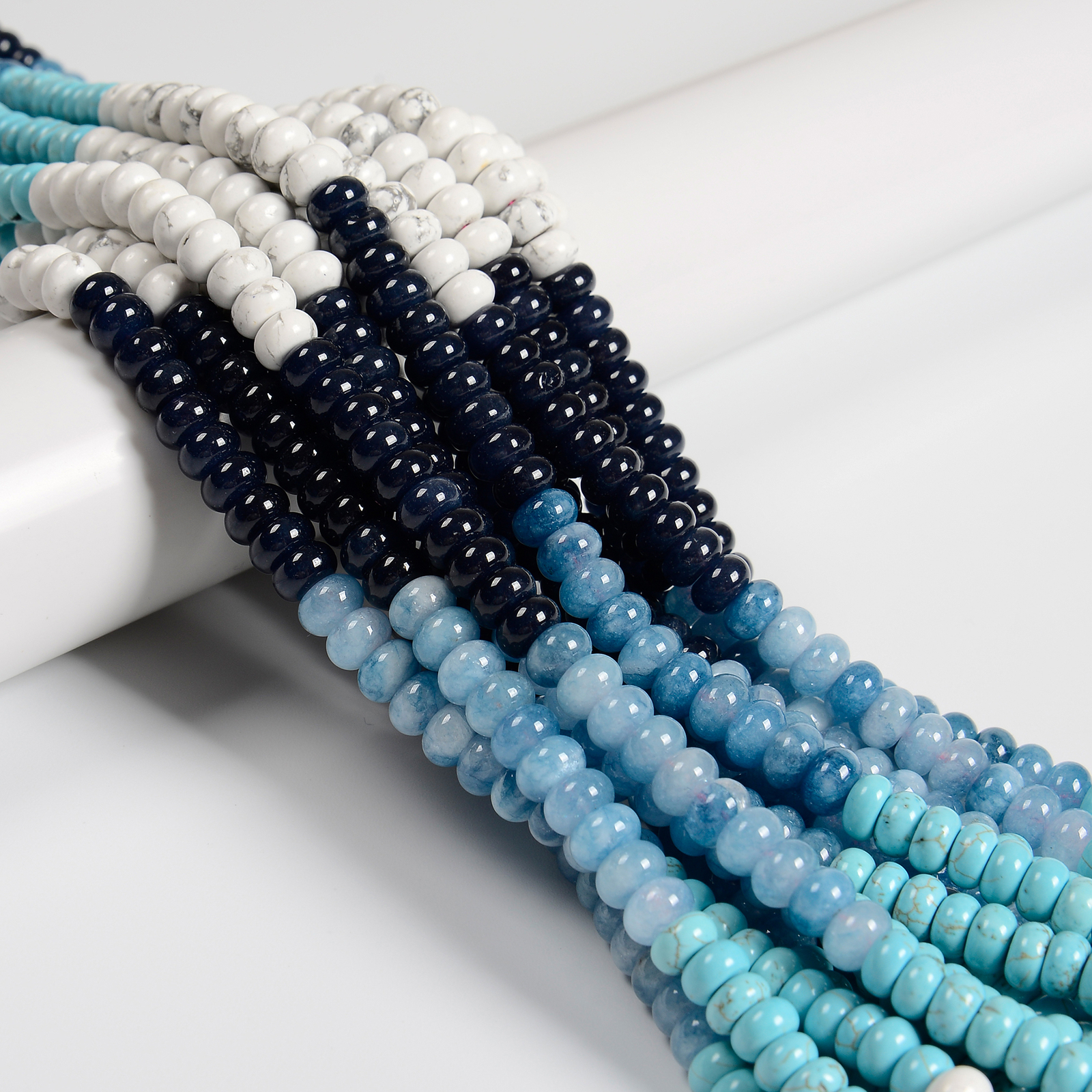 Multi-color Gemstone Smooth Rondelle Beads Size 5x8mm 15.5” Strand