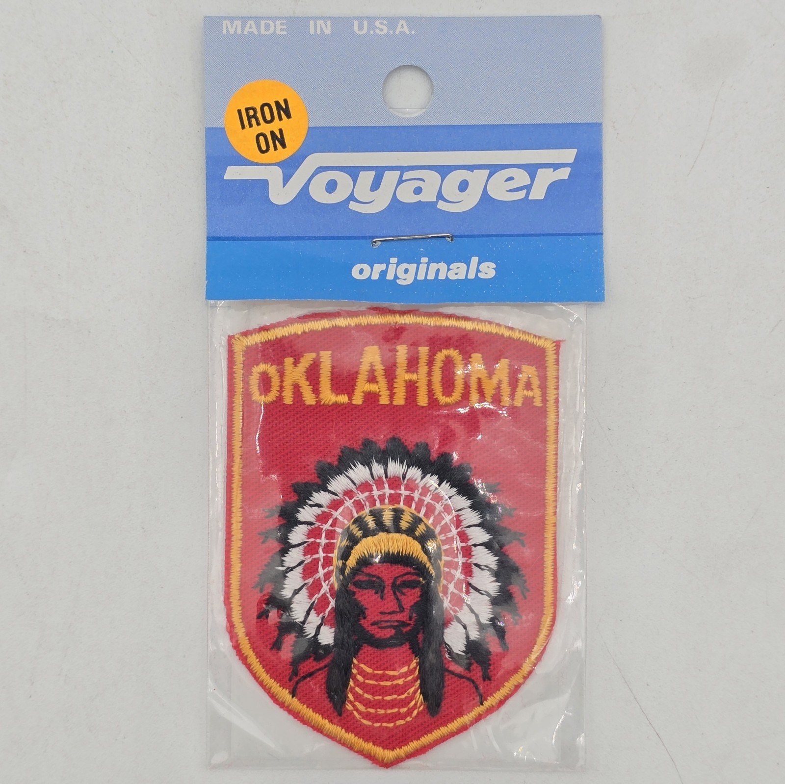 Voyager Vintage Oklahoma State Patch Native American Indian Travel Souvenir NOS
