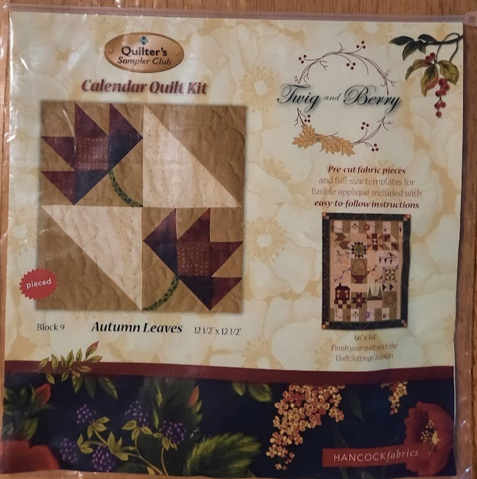 Hancock Fabrics Twig & Berry Quilters Sampler Club Kit Autumn Leaves Block 9