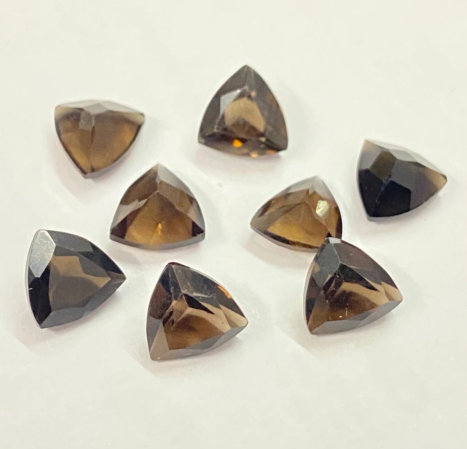 Natural Smoky Quartz Trillion Faceted Cut Loose Gemstone 5MM TO 15MM