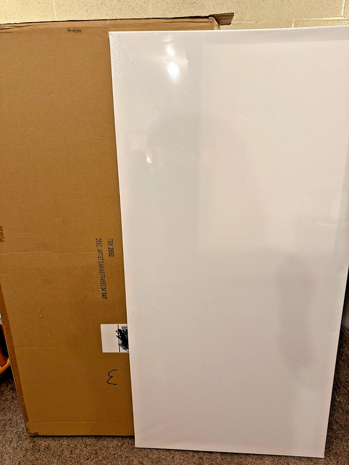 LOT OF 2 — X Large Artist Blank White Linen Stretched Canvas, Framed – 24″x48″